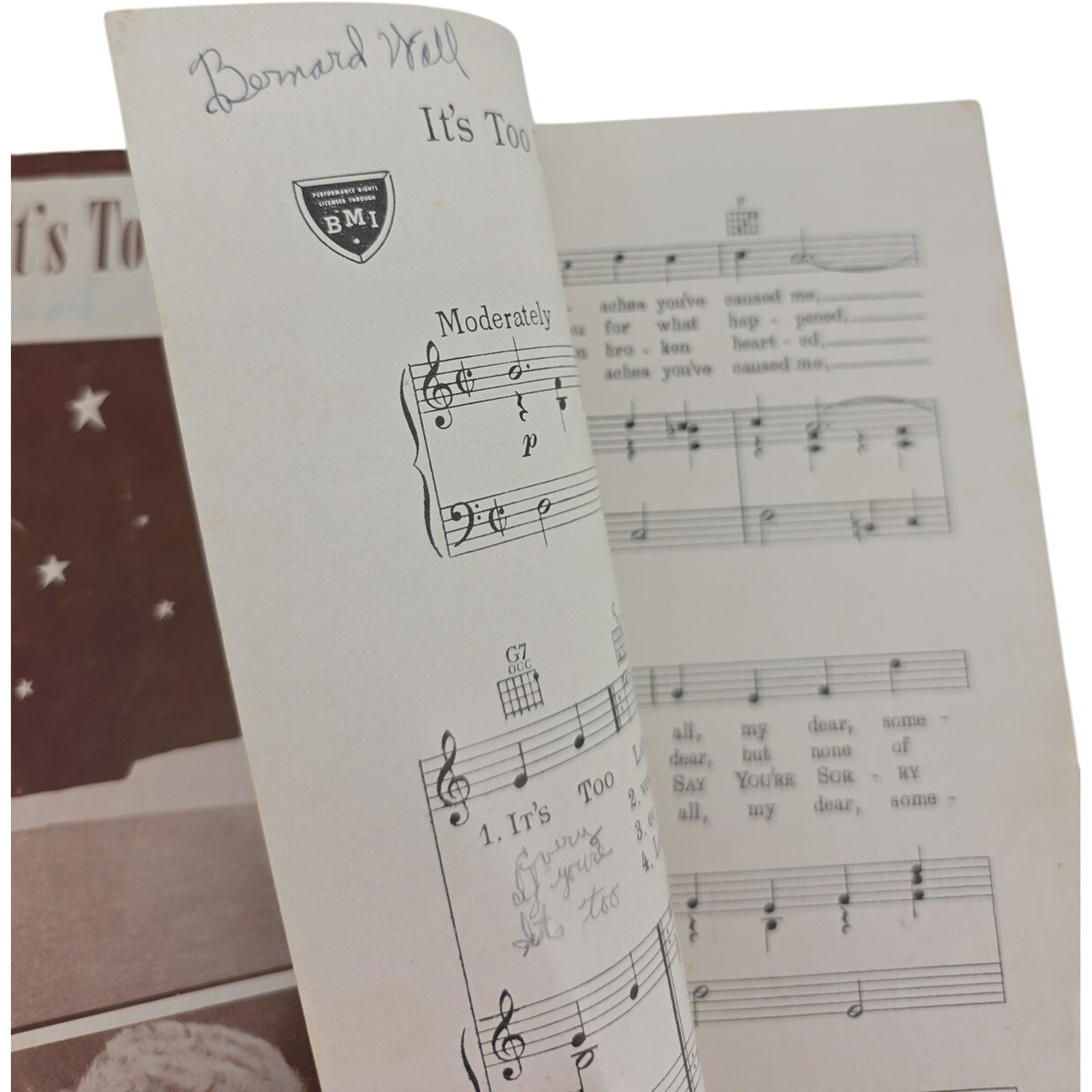 Vintage Sheet Music 1946 It's Too Late To Say That You're Sorry by Boots Faye