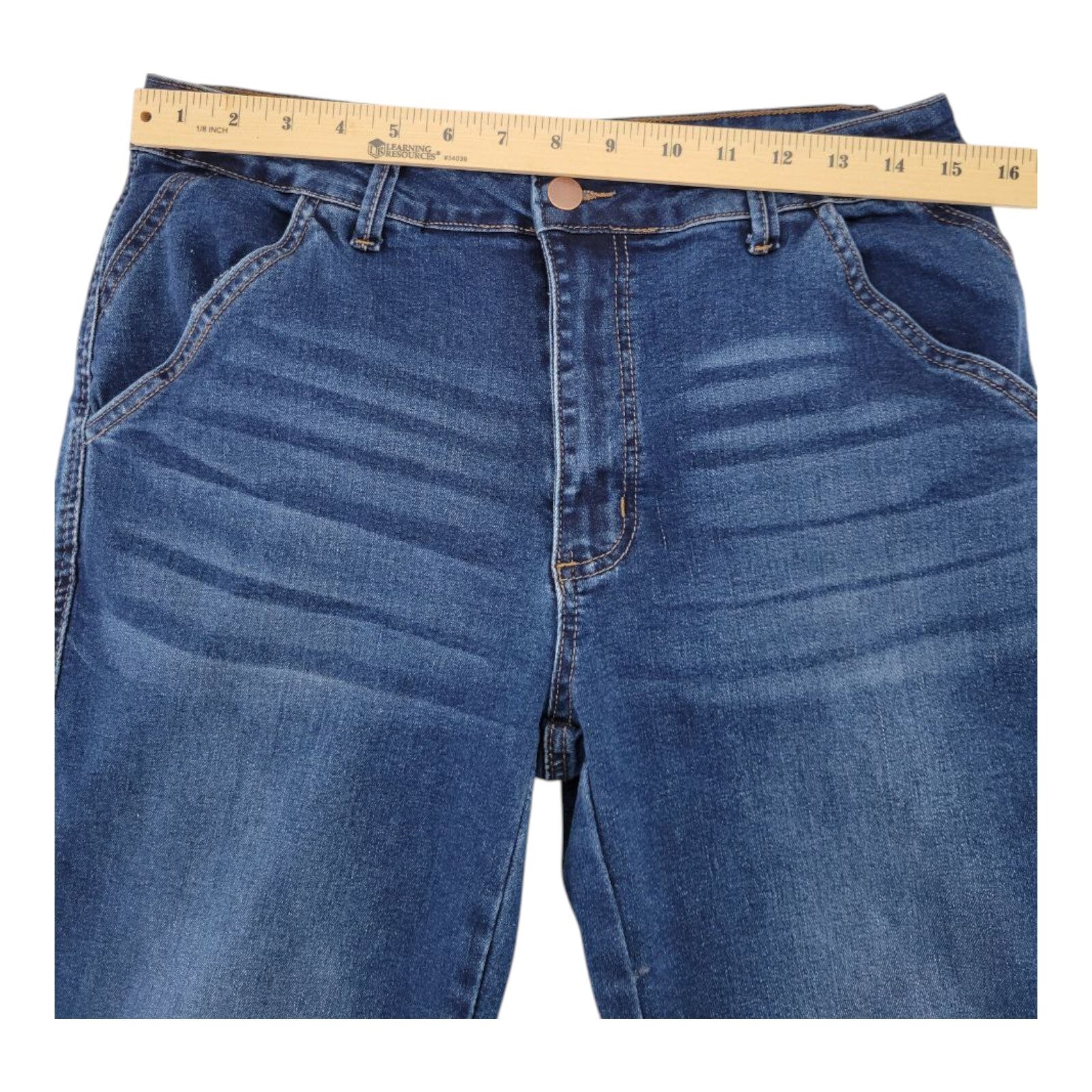 Flamingo Womens Stretch Denim Straight Leg Jeans Blue Size L