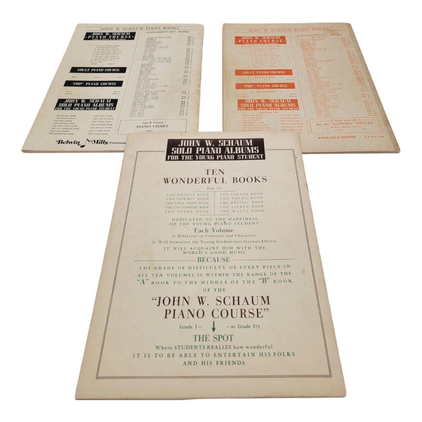 John W Schaum Piano Course and Recital Book Set 1945 Belwin Mills Publishing