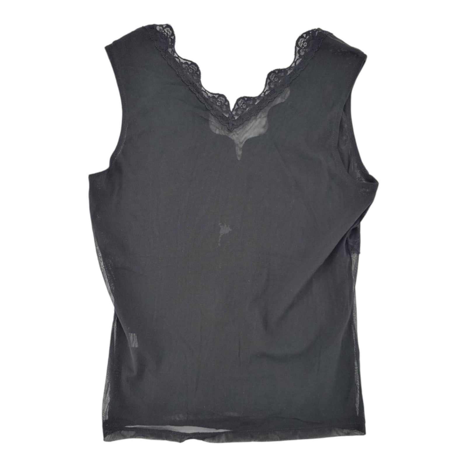 The Limited Women's Black Lace Mesh Sheer V-Neck Sleeveless Top Size M