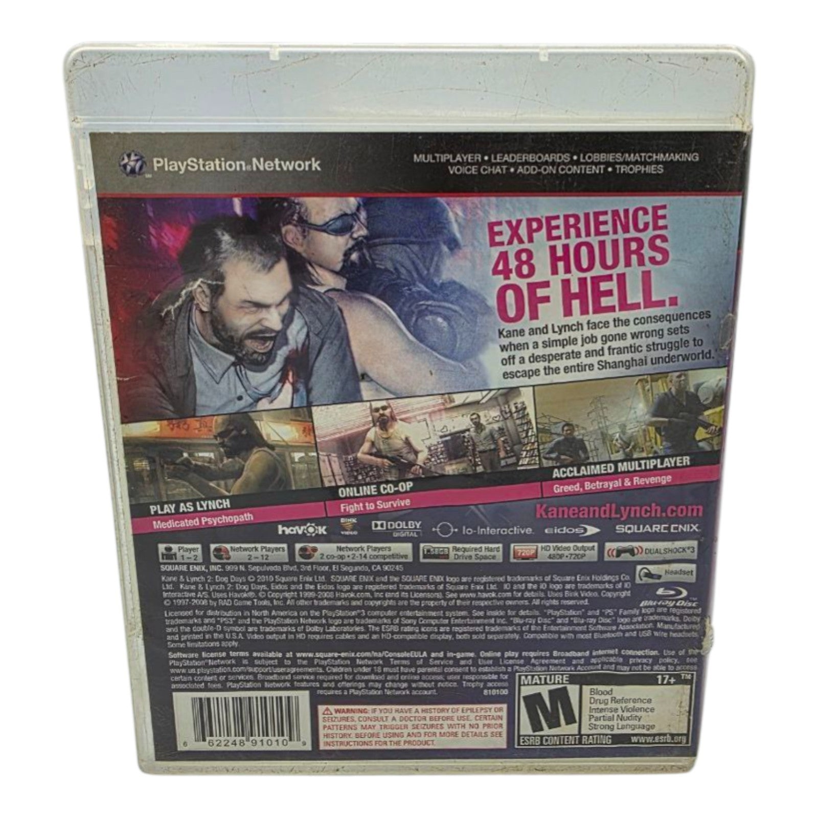 Kane & Lynch 2 Dog Days PS3 Complete with Manual Tested 2010