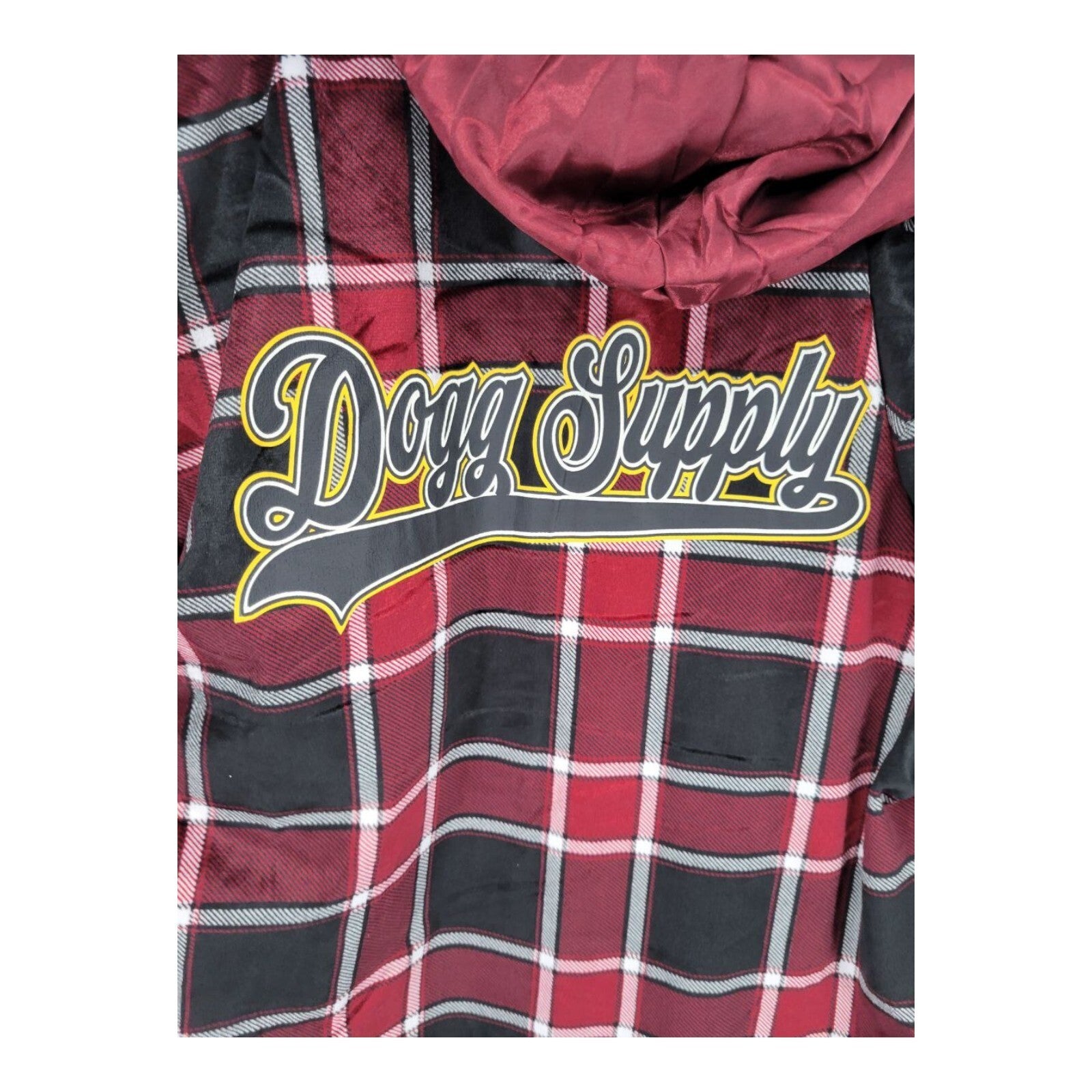 Dogg Supply Hooded Plaid Robe Red Black Snoop Dogg Design Size L