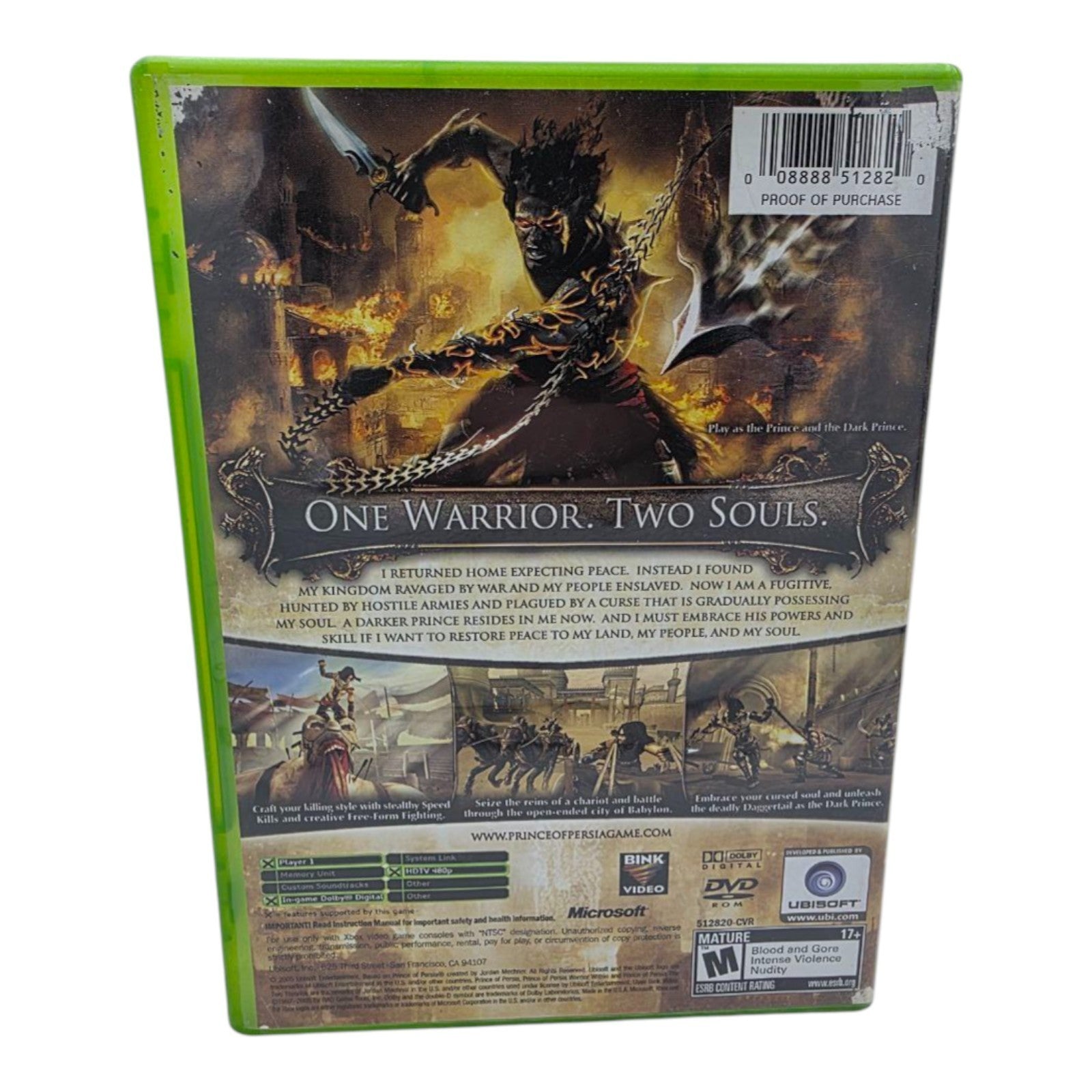 Prince of Persia The Two Thrones Xbox Original Complete Ubisoft 2005