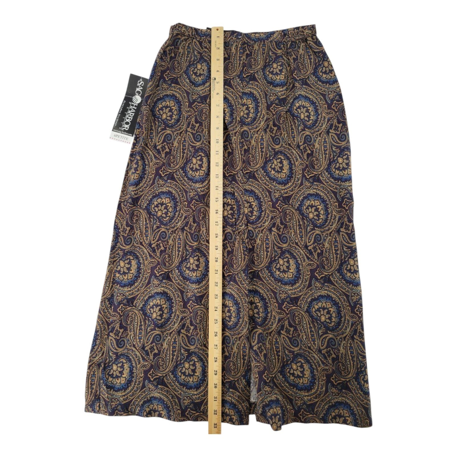 Sag Harbor Petite Paisley A-Line Midi Skirt Rayon Crepe Size 6