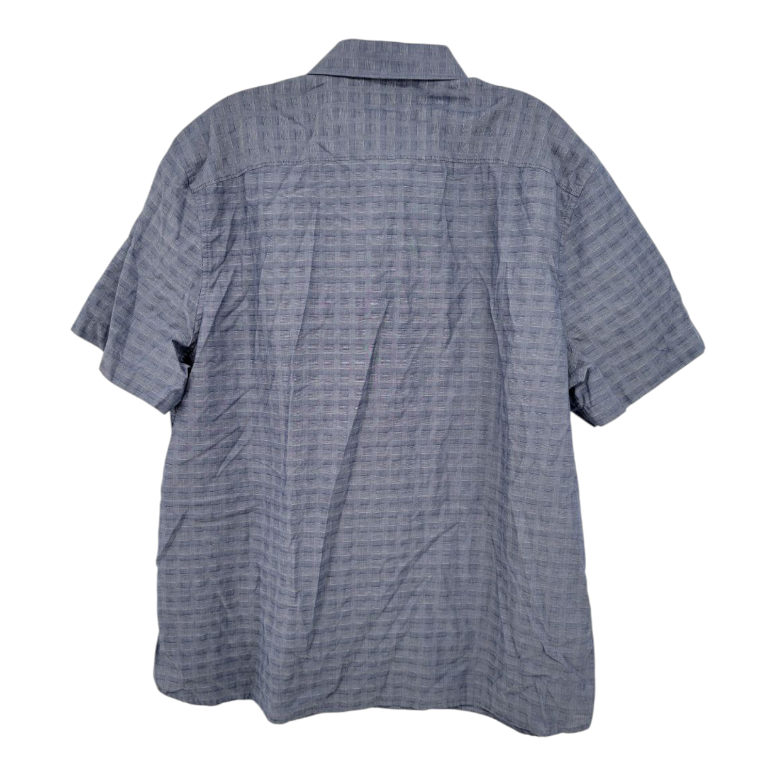 Perry Ellis Mens Gray Textured Check Short Sleeve Button Up Shirt XXL