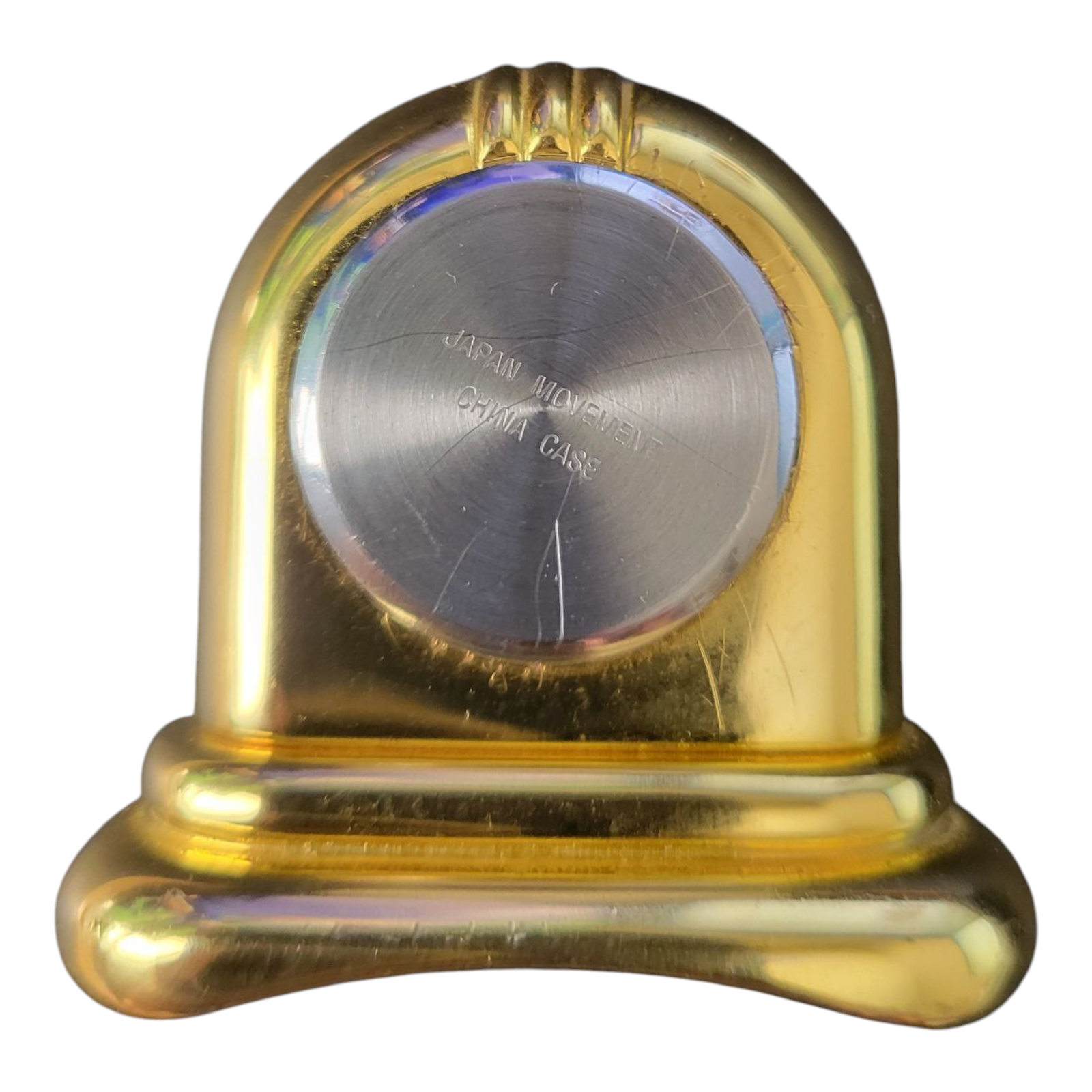 Disney Mickey Mouse Minnie 2" Miniature Mantle Radio Clock Gold Tone Sock Hop