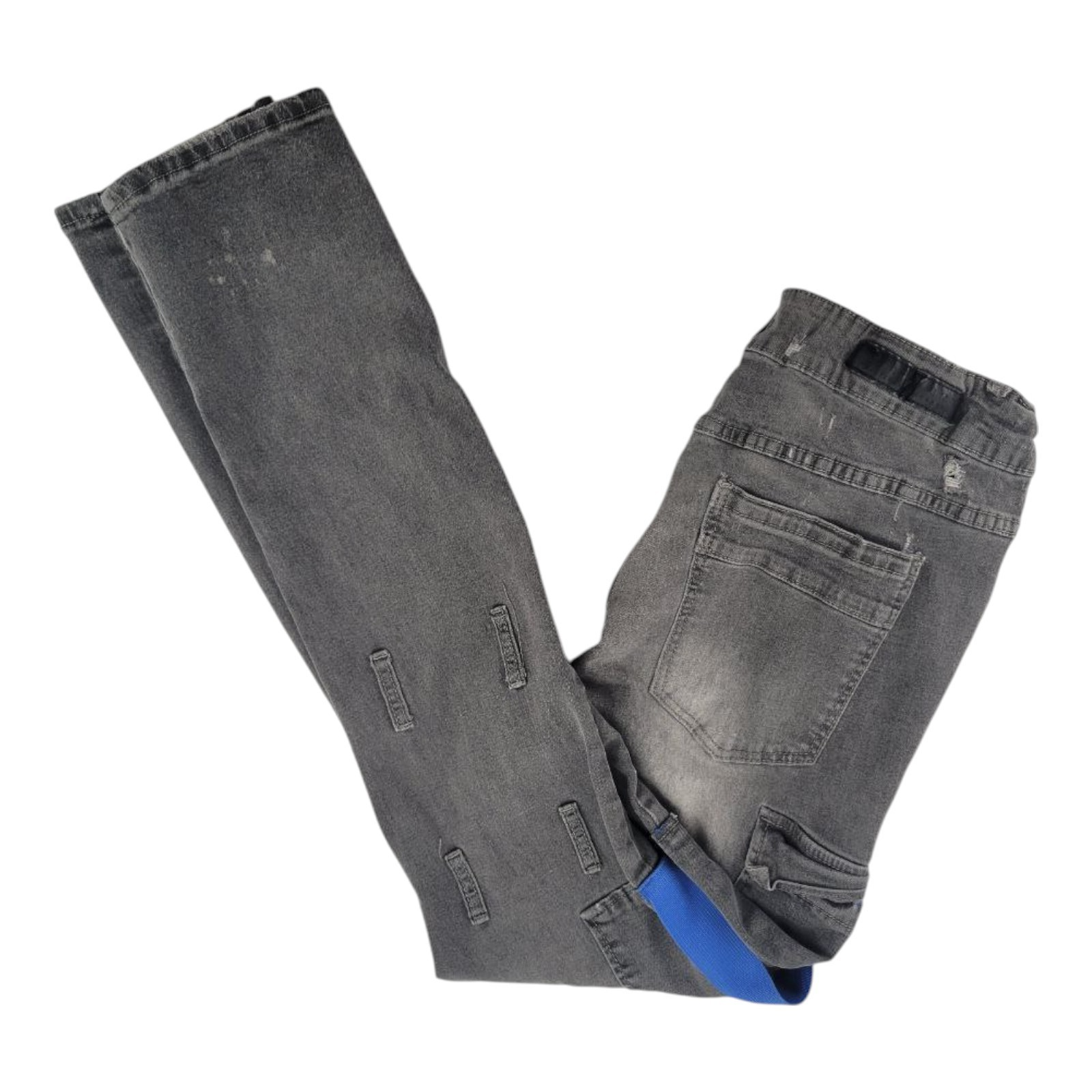 M Society Politically Incorrect Mens Gray Distressed Skinny Jeans 40x32