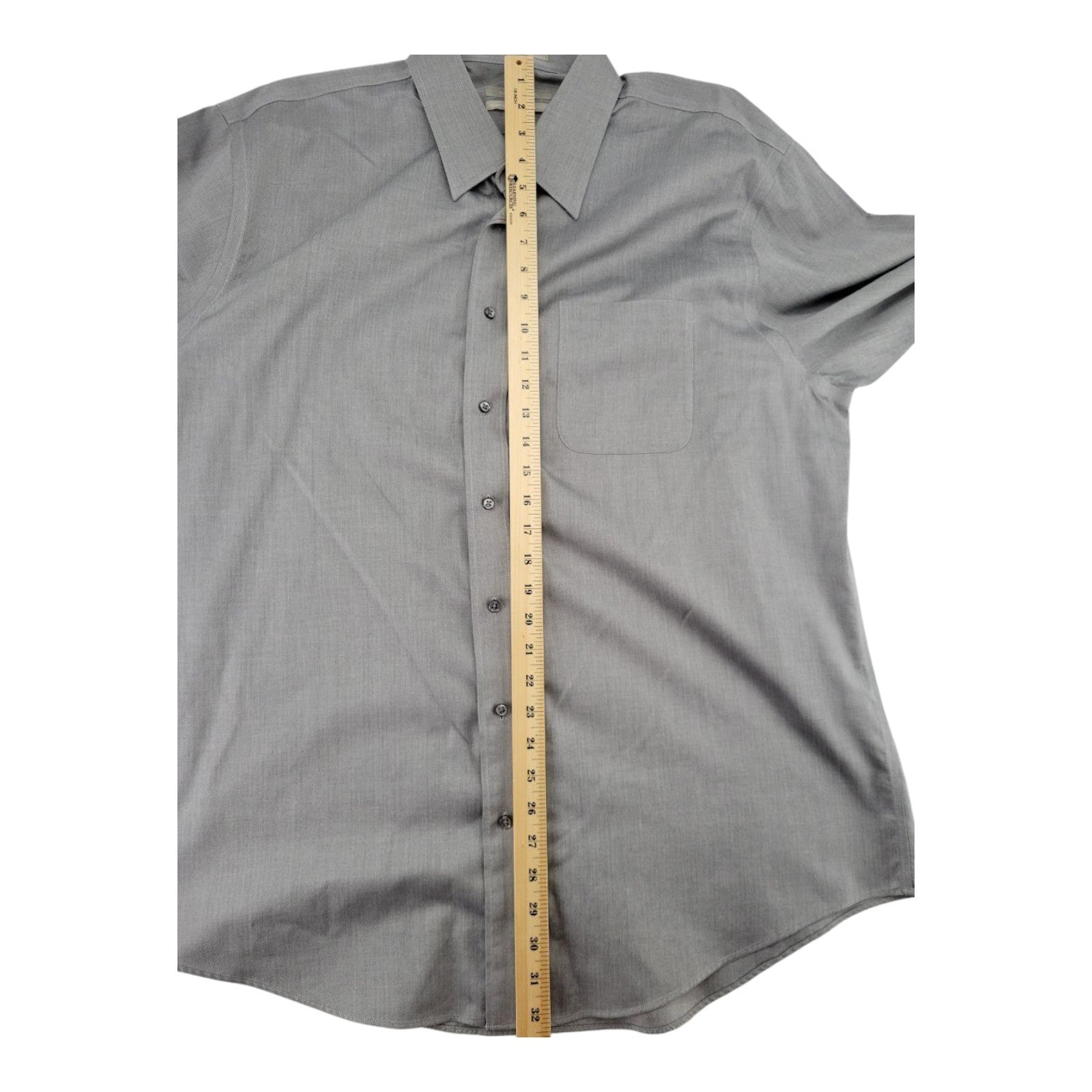 Nordstrom Men's Dress Shirt 17.5 34 Gray Wrinkle-Free Cotton Long Sleeve