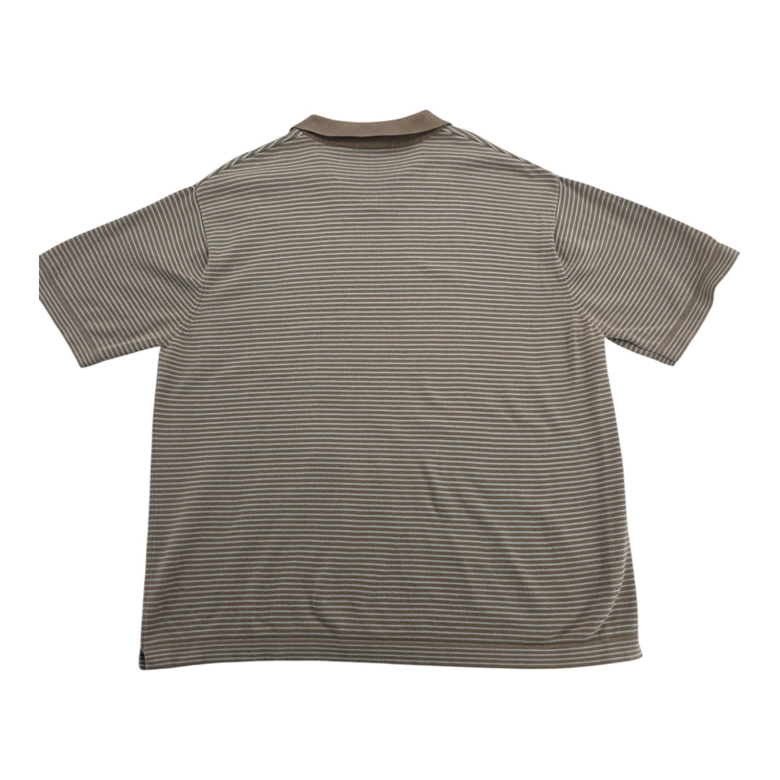 GAP Men’s L Brown Beige Striped Knit Polo Shirt Short Sleeve 100% Cotton