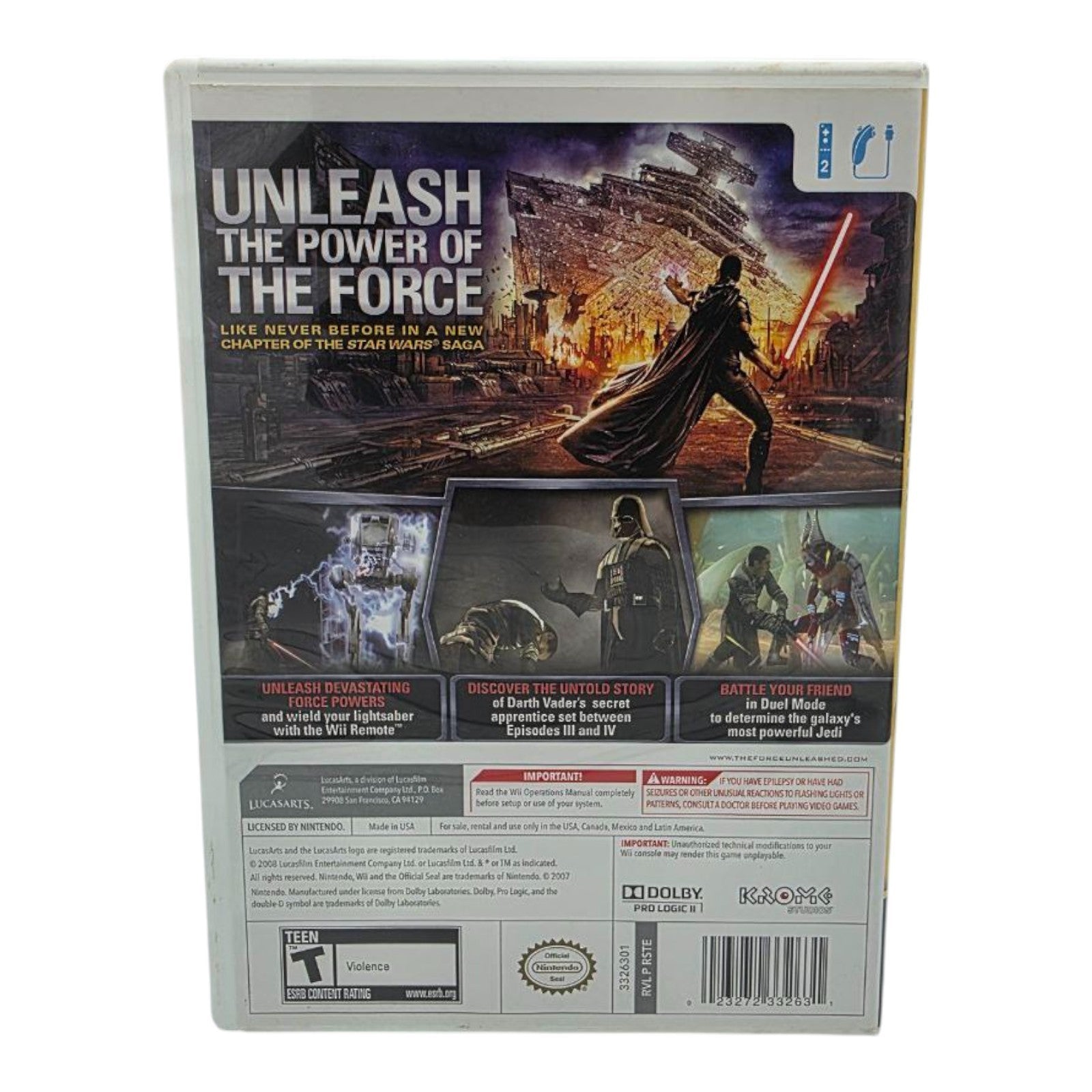 Star Wars The Force Unleashed Nintendo Wii 2008 Complete with Manual Tested