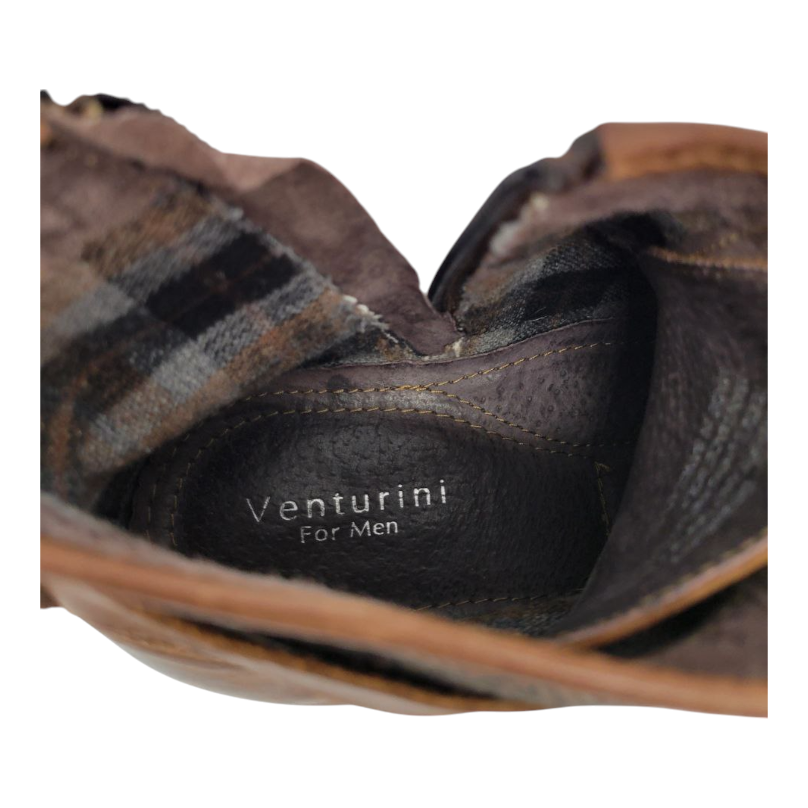 Venturini For Men Brown Leather Lace Up Boots Side Zip Size 10