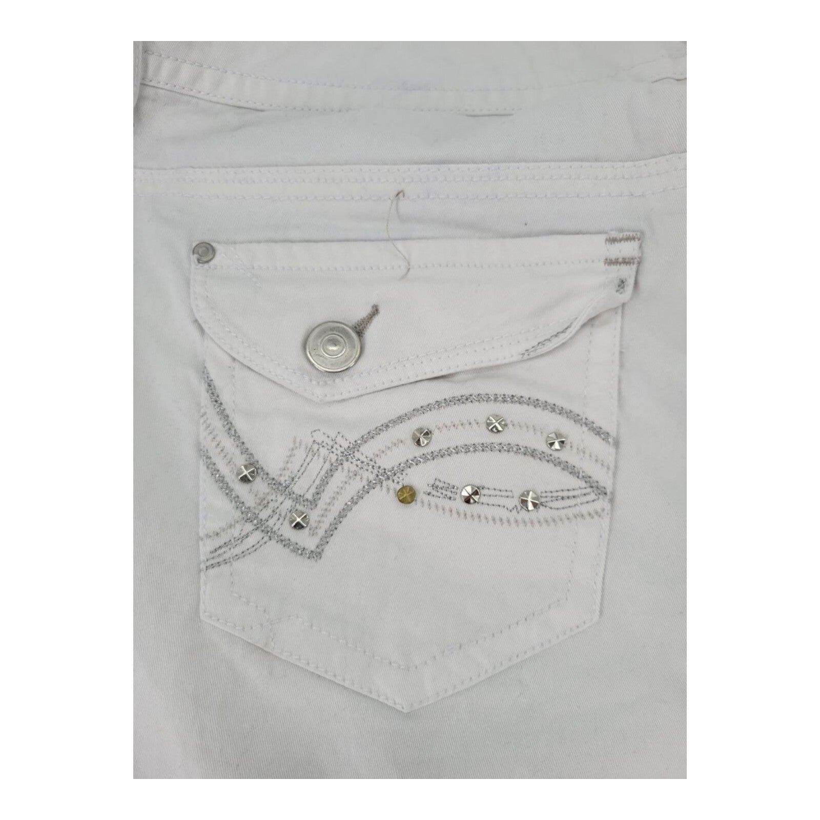 Faded Glory Womens White Capri Pants Studded Pockets Stretch Size 20W