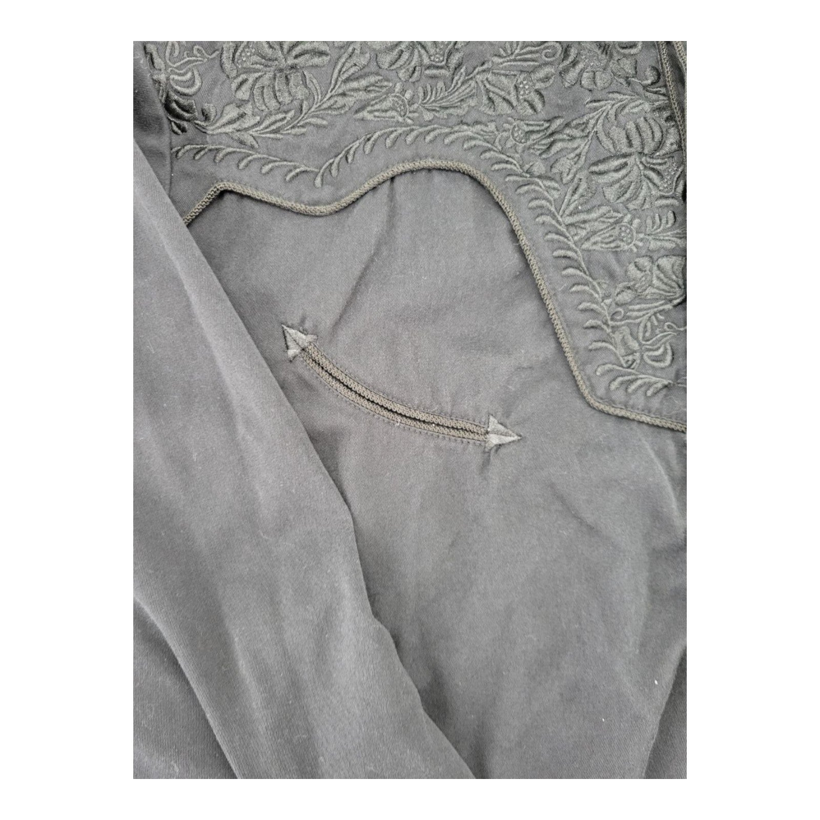 Scully Men's Western Shirt Black XL Embroidered Pearl Snaps Long Sleeve