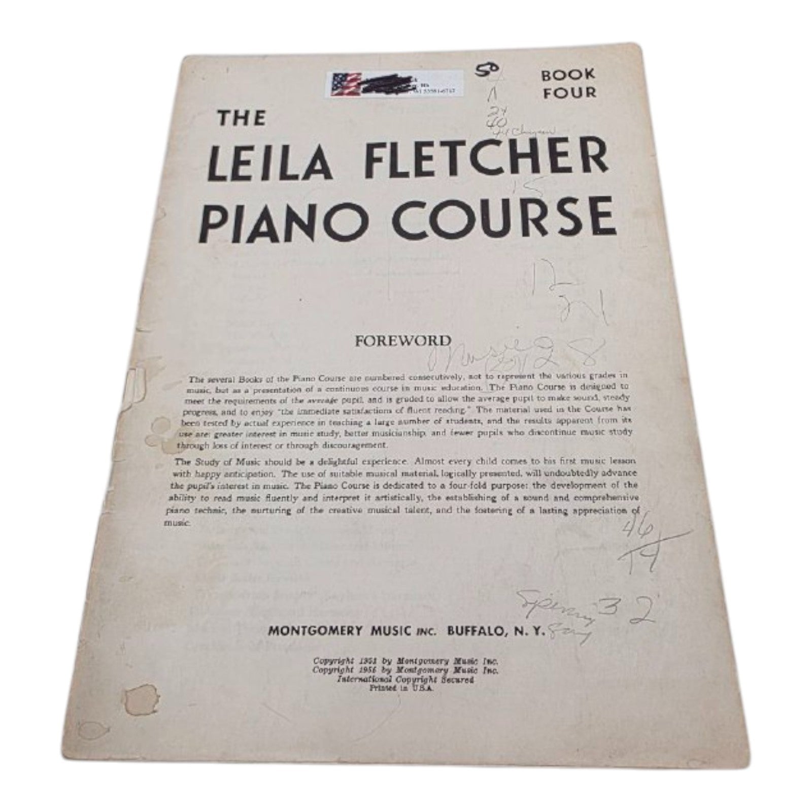 The Leila Fletcher Piano Course Book Four Sheet Music with Certificate of Merit