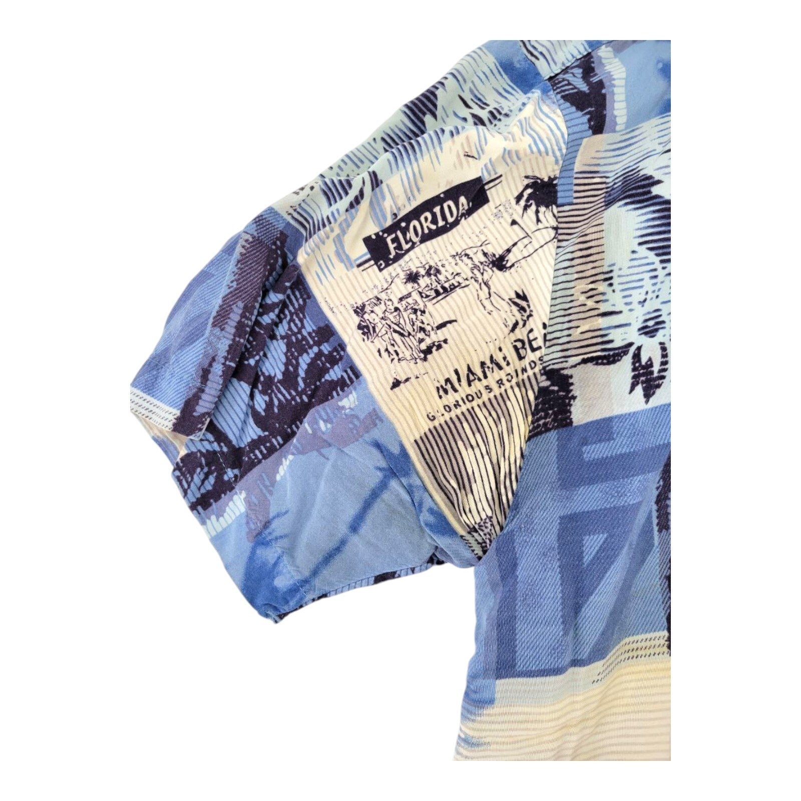 Puritan Blue Hawaiian Shirt Mens Rayon Miami Beach Vintage Vibes Size Large