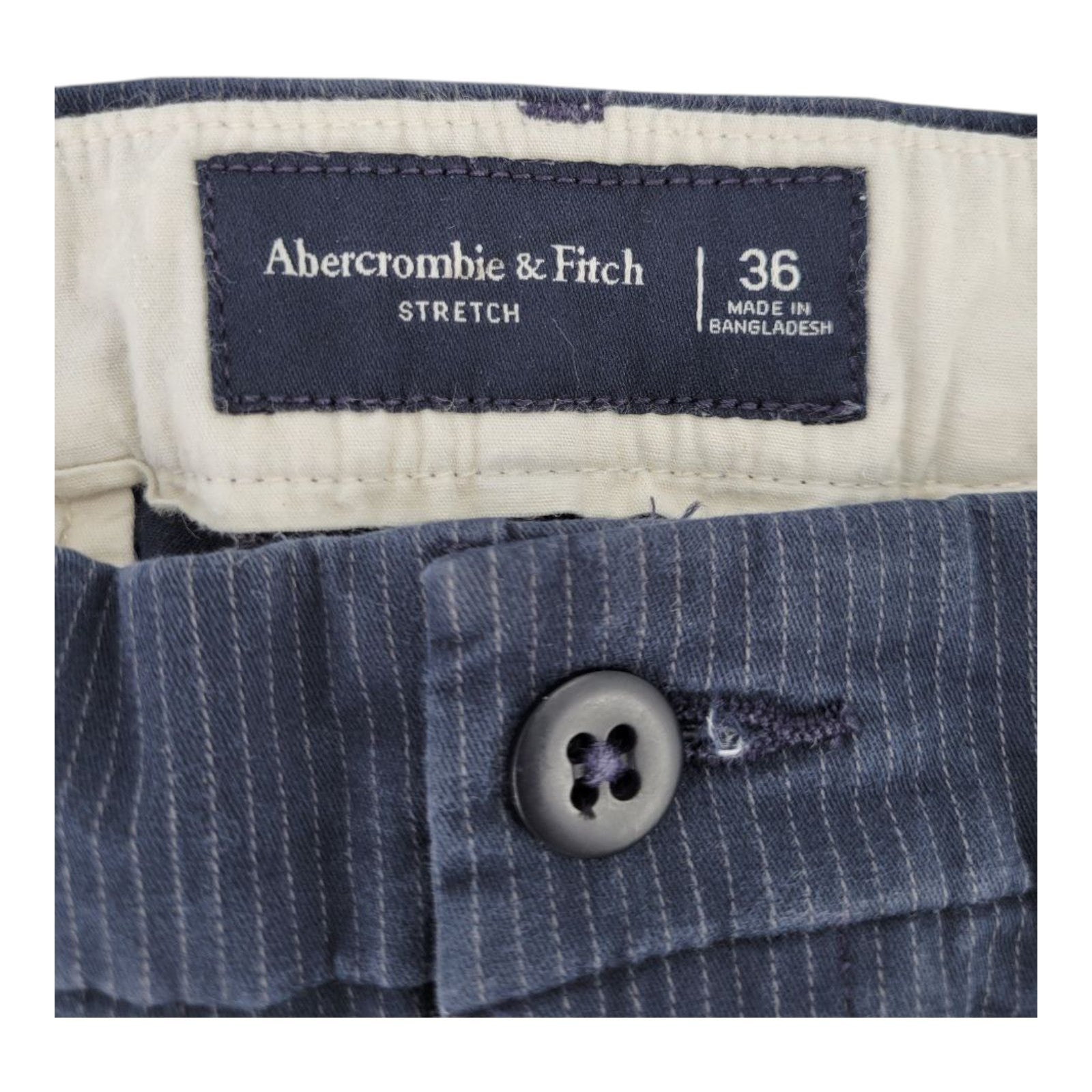 Abercrombie & Fitch Mens Navy Pinstripe Stretch Chino Shorts Size 36
