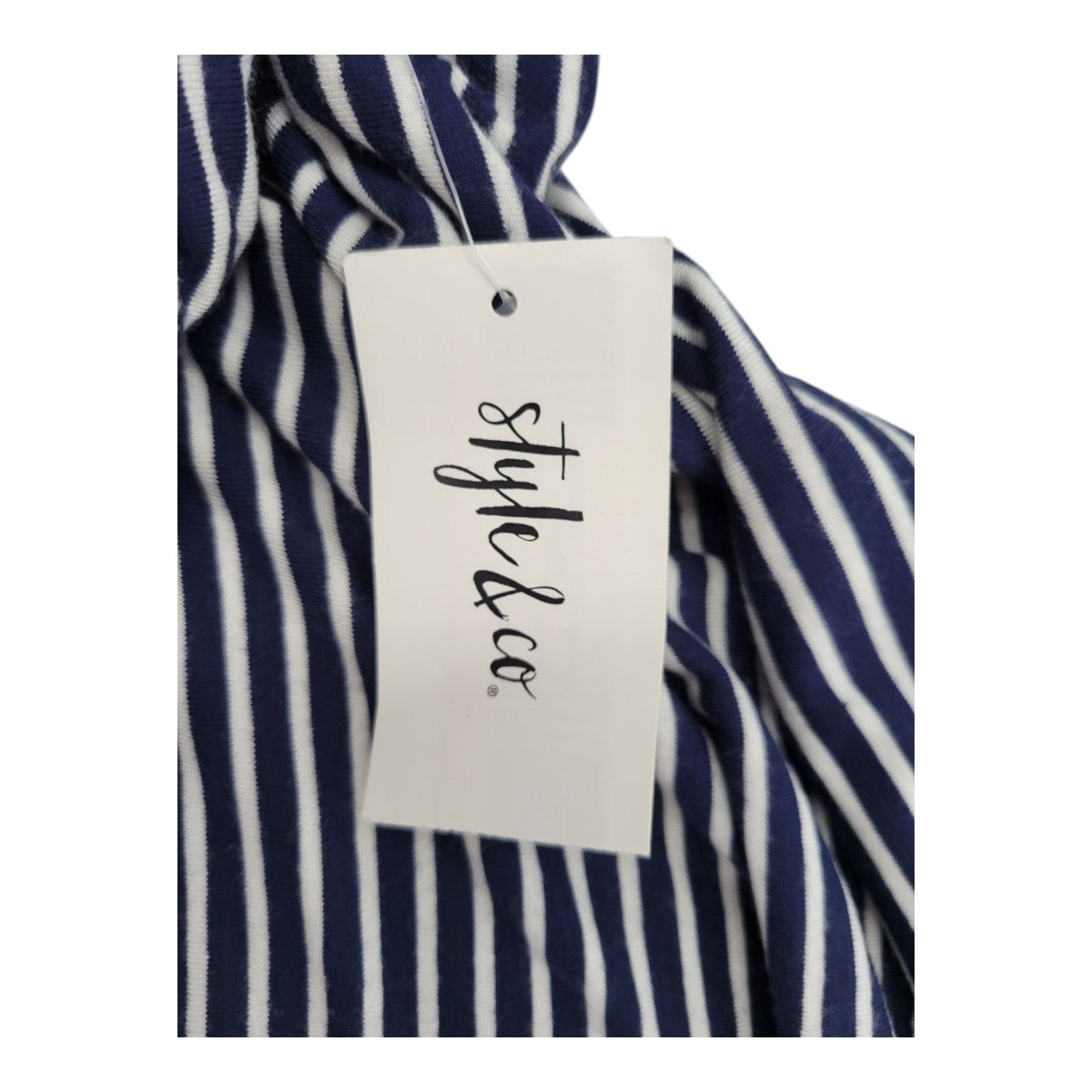 Style & Co. Women's Large Navy White Stripe Spliced Skirt