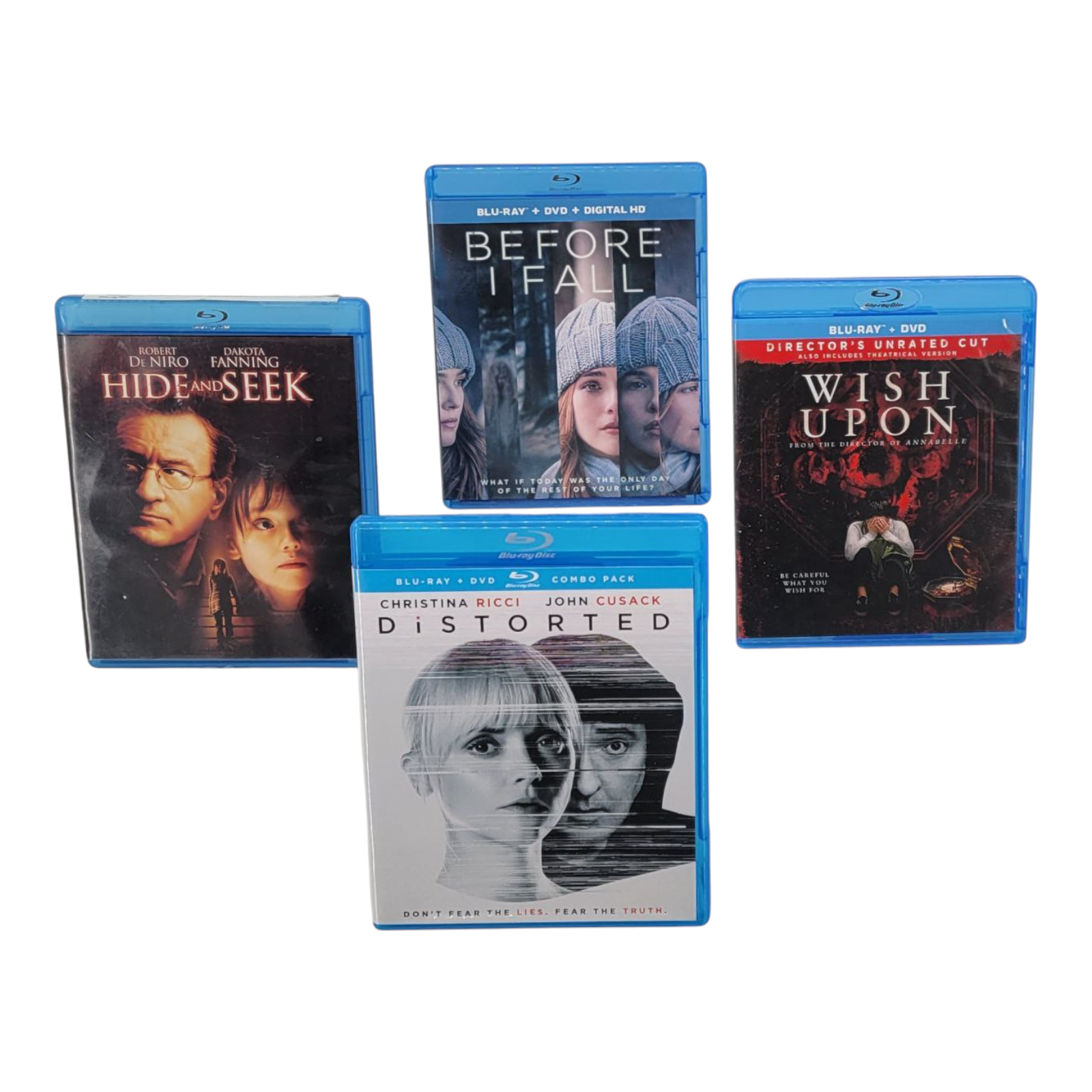 Distorted Hide and Seek Before I Fall Wish Upon Suspense 4 Blu-ray DVD Bundle