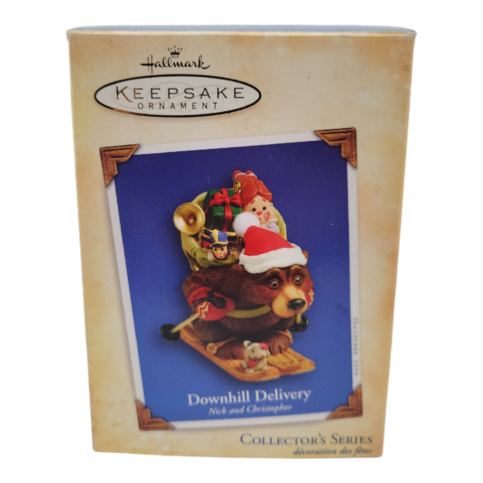 2004 Hallmark Ornament Downhill Delivery Nick and Christopher 1st in Series Bear
