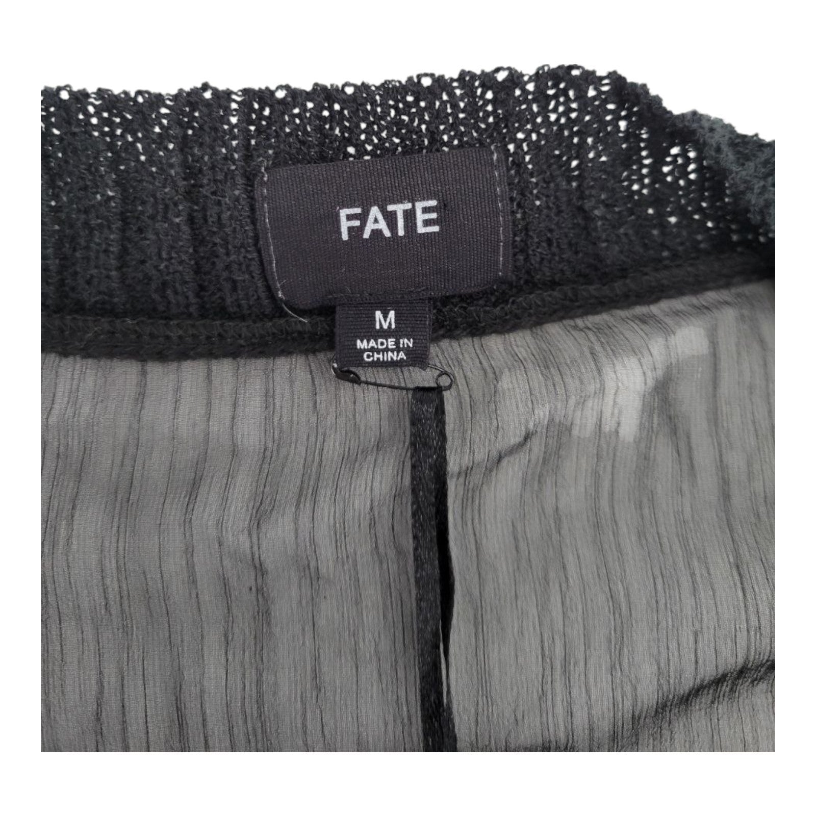 Fate Womens Black Sheer Knit Cardigan Sweater Button Front Long Sleeve M