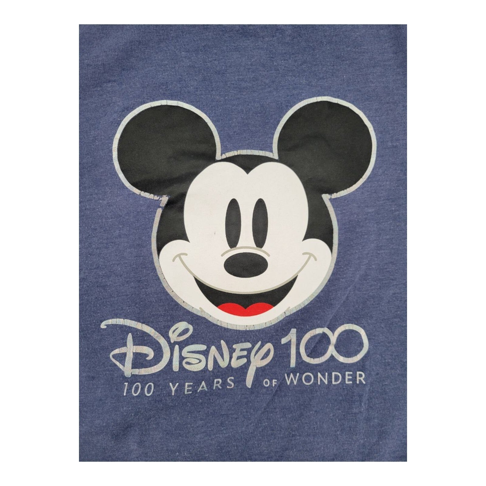 Disney 100 Years of Wonder Mickey Mouse T-Shirt Blue Graphic Tee Size L
