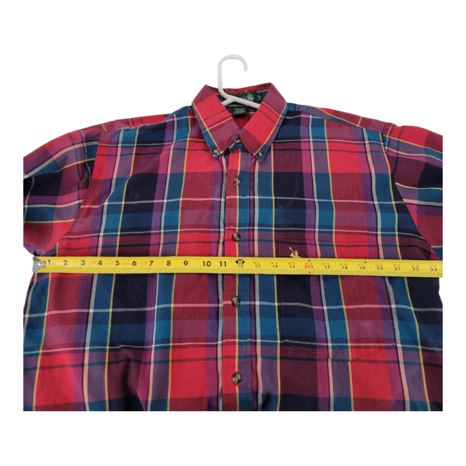 Knights of Round Table Red Plaid Button Down Long Sleeve Shirt Size LT