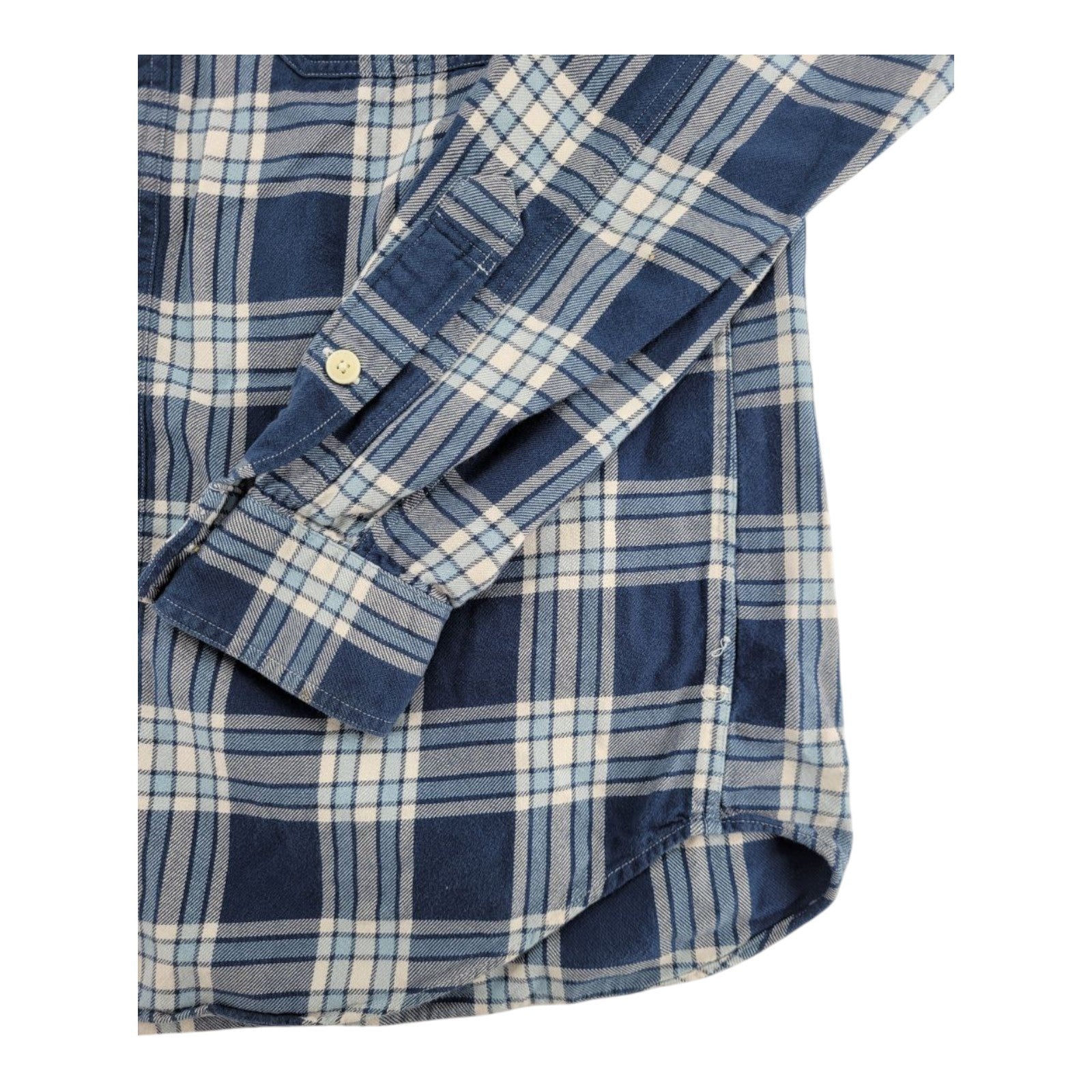 J Crew Tailored Fit Flannel Shirtings Mens Blue Plaid Long Sleeve Size M