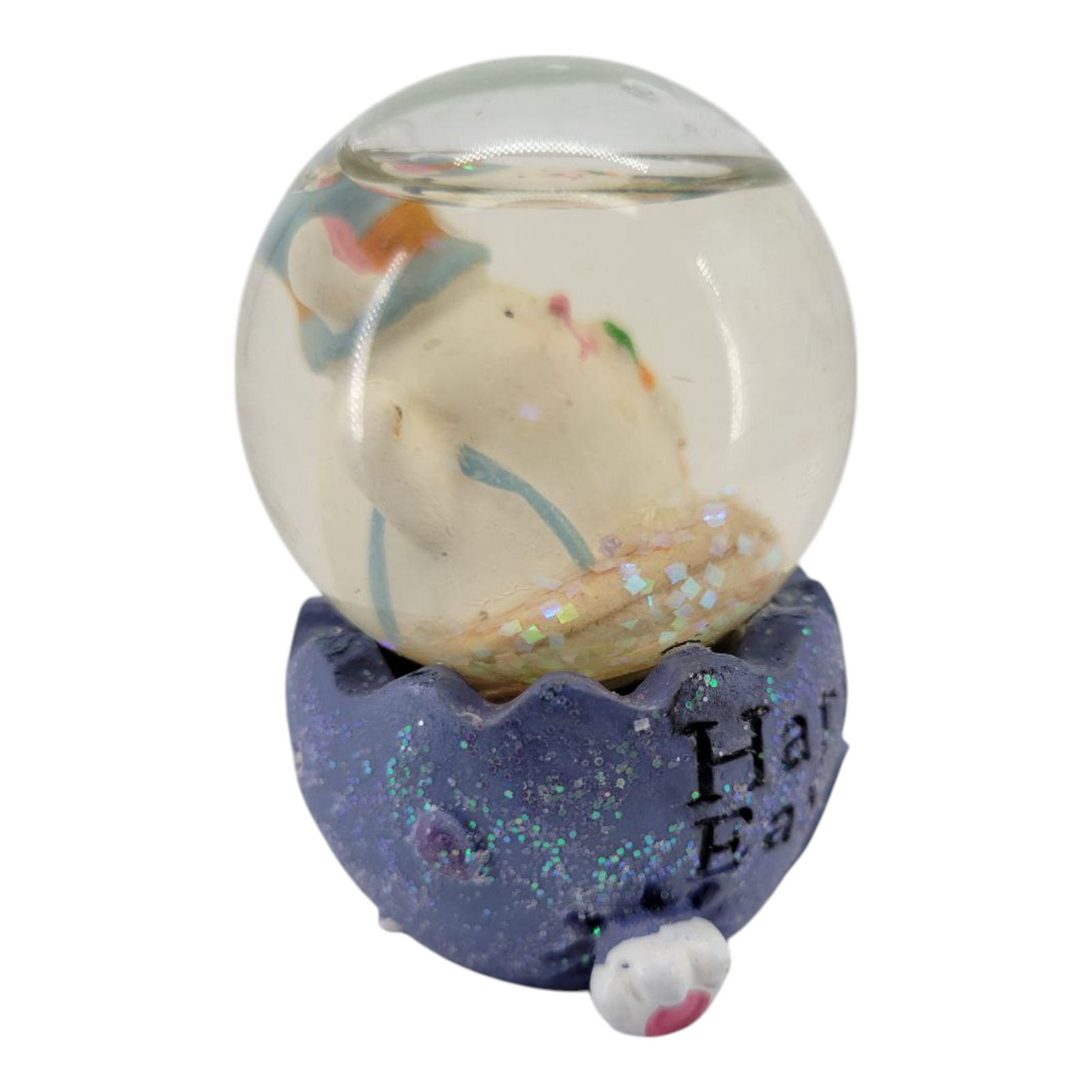 Dolgencorp Happy Easter Bunny Mini Snow Globe Purple Glitter Egg Decoration