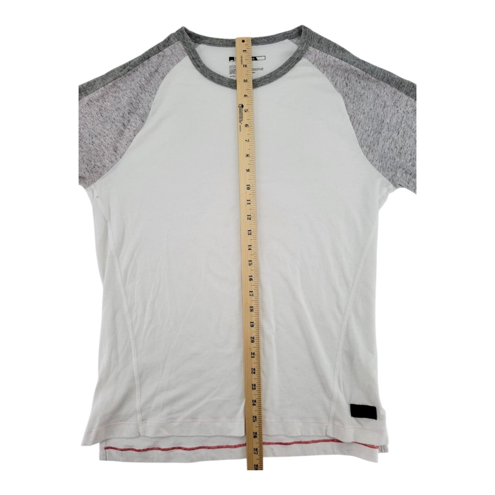 MSX by Michael Strahan Raglan Shirt Mens White Gray Long Sleeve Size Medium