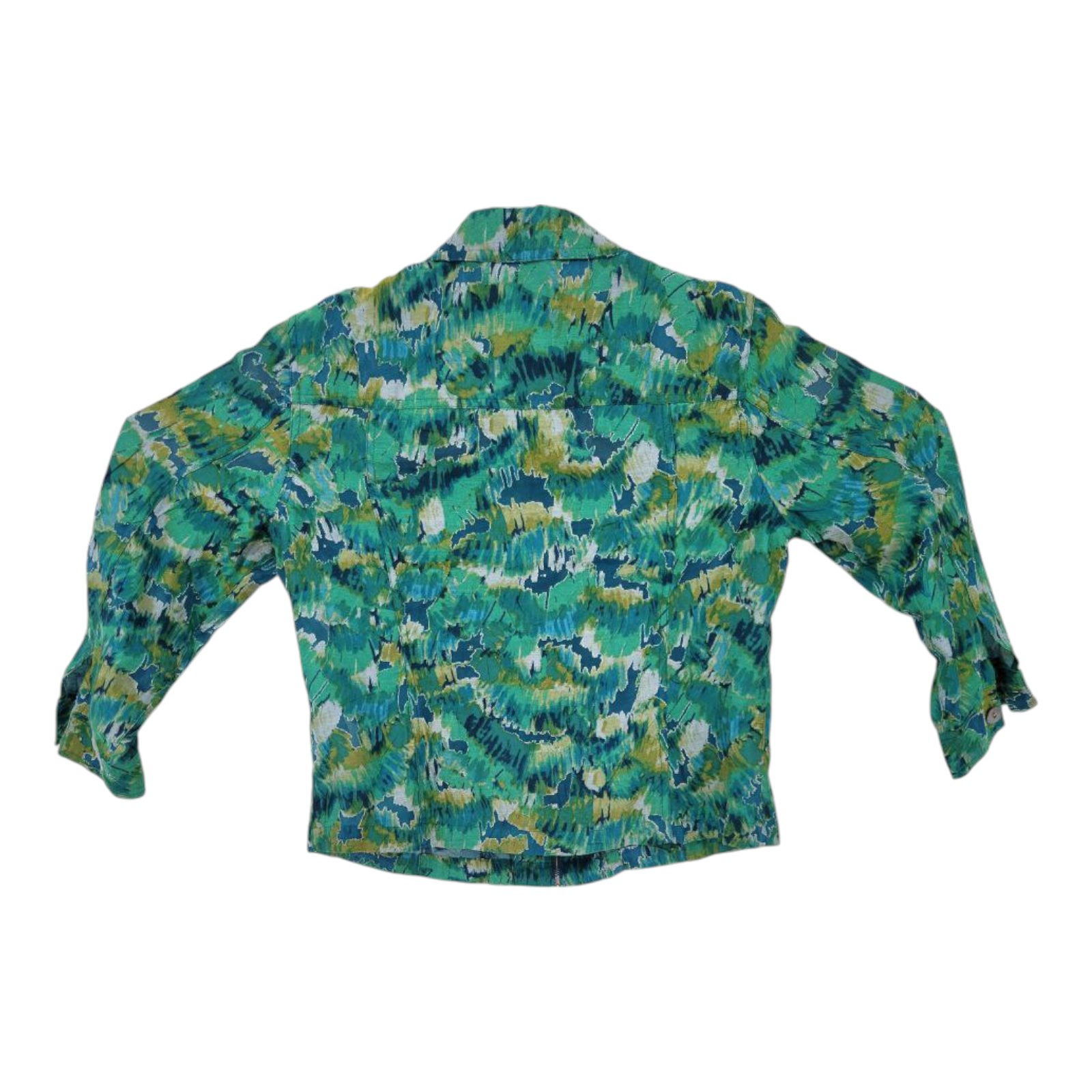 Ruby Rd Womens Zip Front Collared Jacket Green Multicolor Size 12