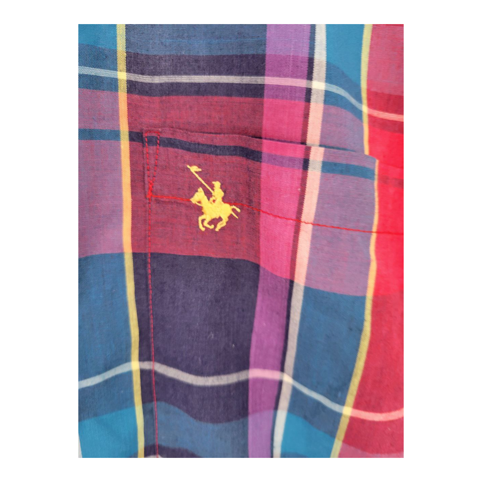 Knights of Round Table Red Plaid Button Down Long Sleeve Shirt Size LT