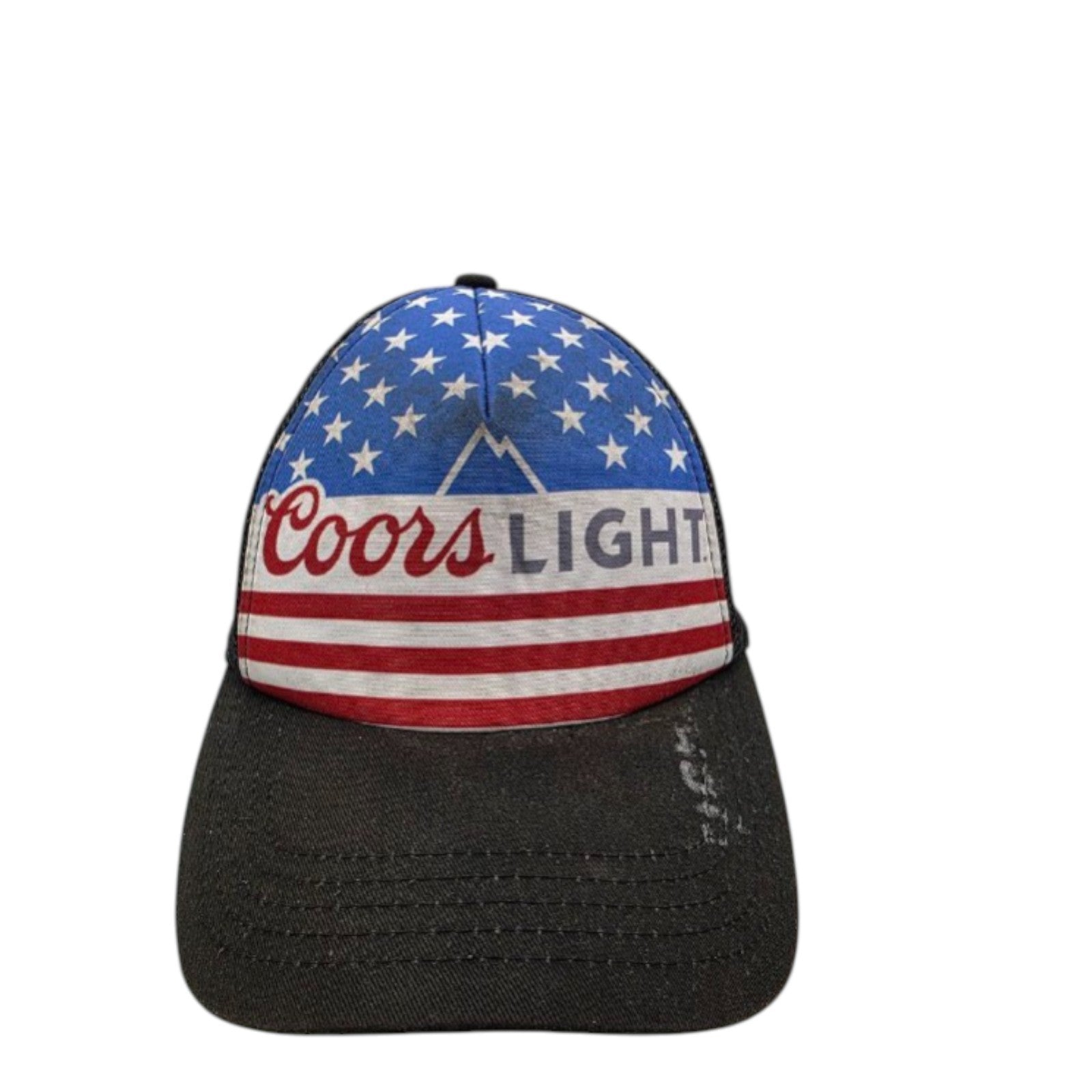 Coors Light USA Flag Stars Stripes Mesh Trucker Hat Black Snapback H3 Headwear