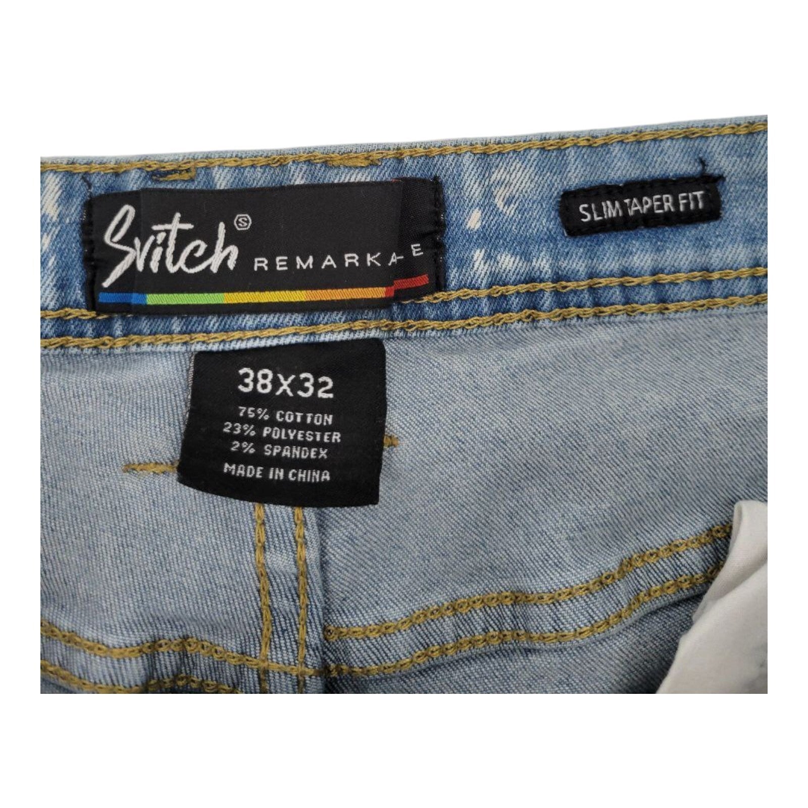 Switch Remarkable Moto Slim Taper Fit Jeans Streetwear Mens 38x32