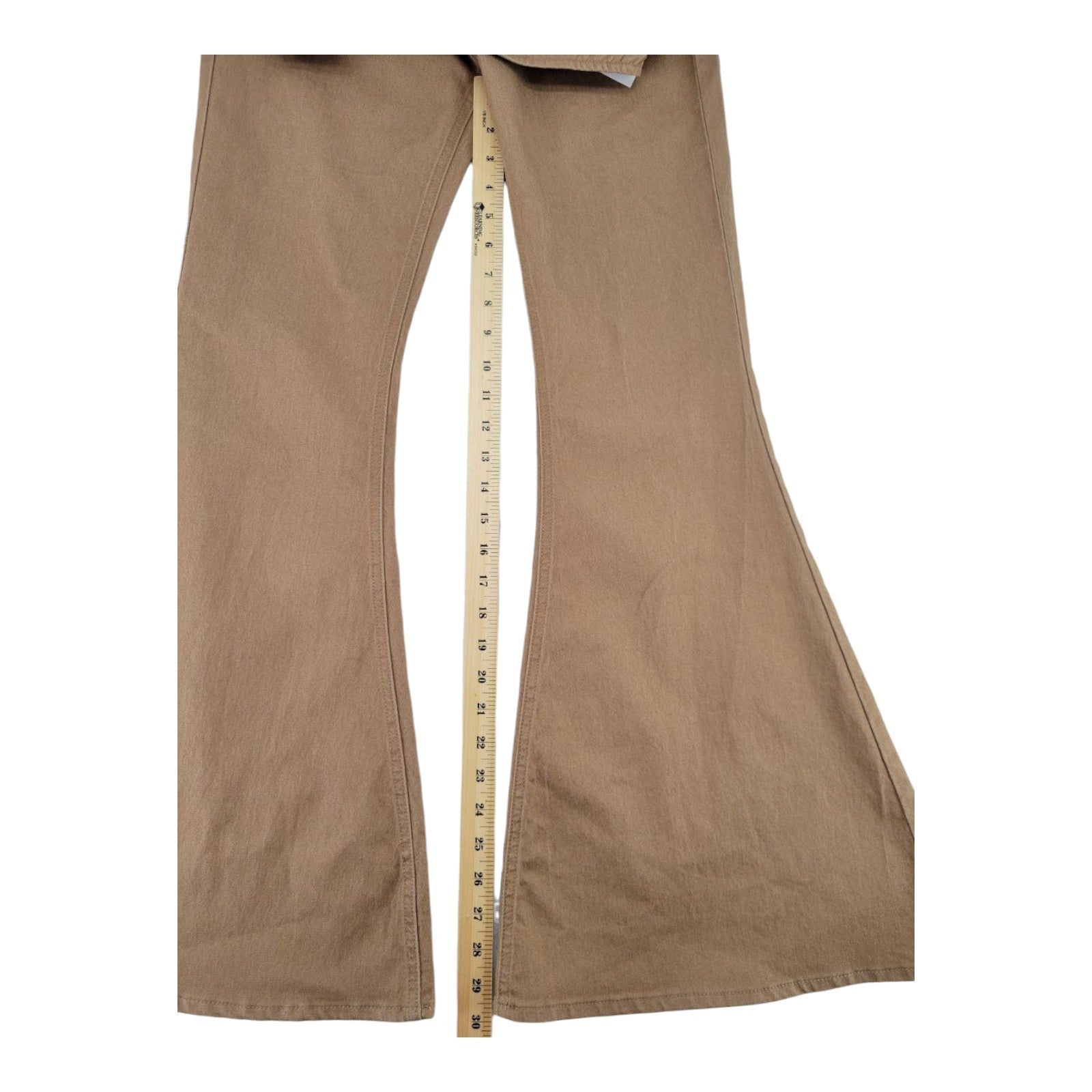 Forever 21 Premium Womens Brown Elastic Hight Waist Bell Bottom Pull On Pants M