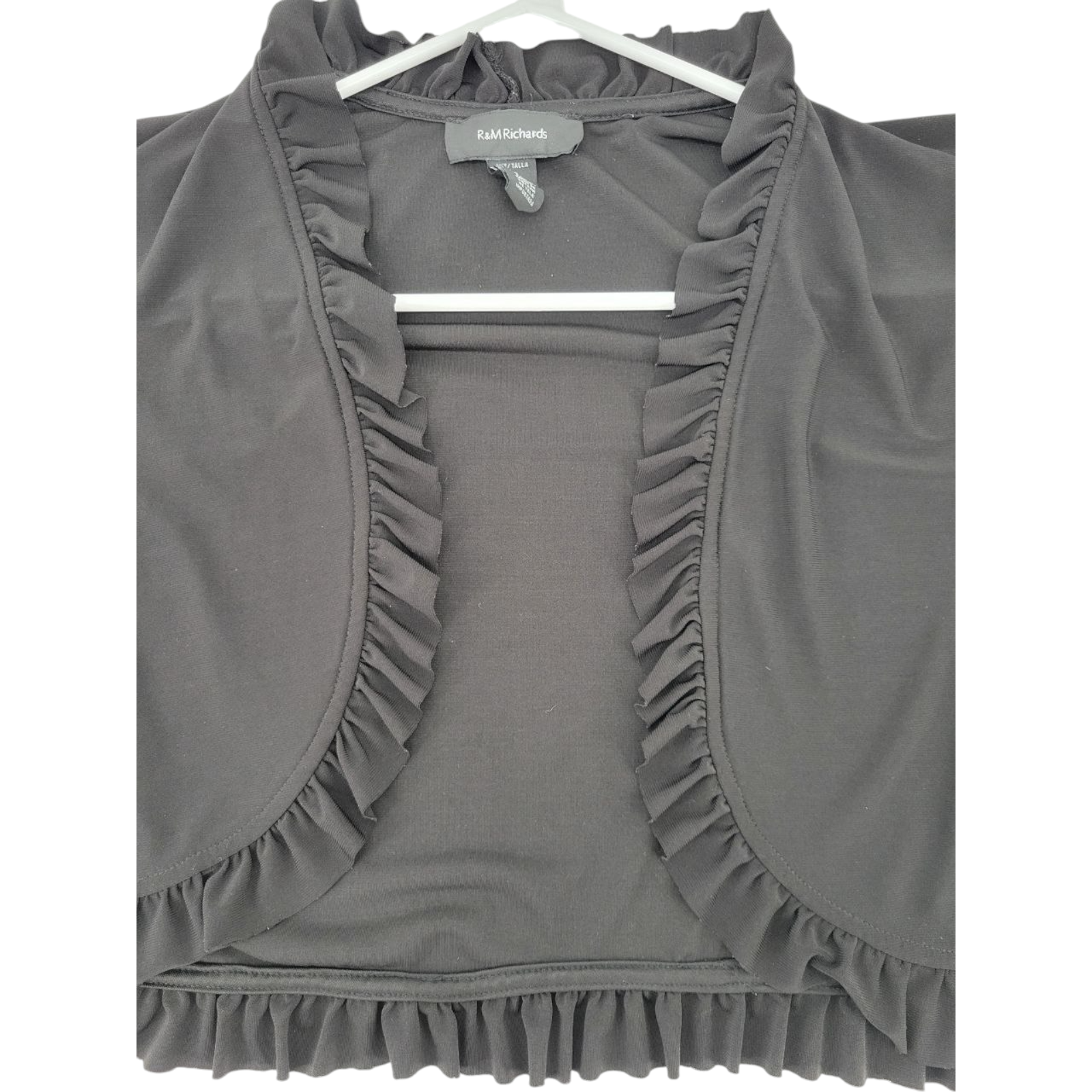 R&M Richards Black Ruffled Bolero Short Sleeve Size 12
