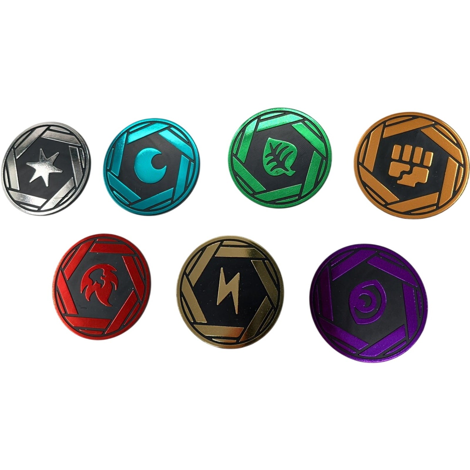 Pokemon TCG Energy Metal Coins Set of 7 Official Damage Counters Tokens