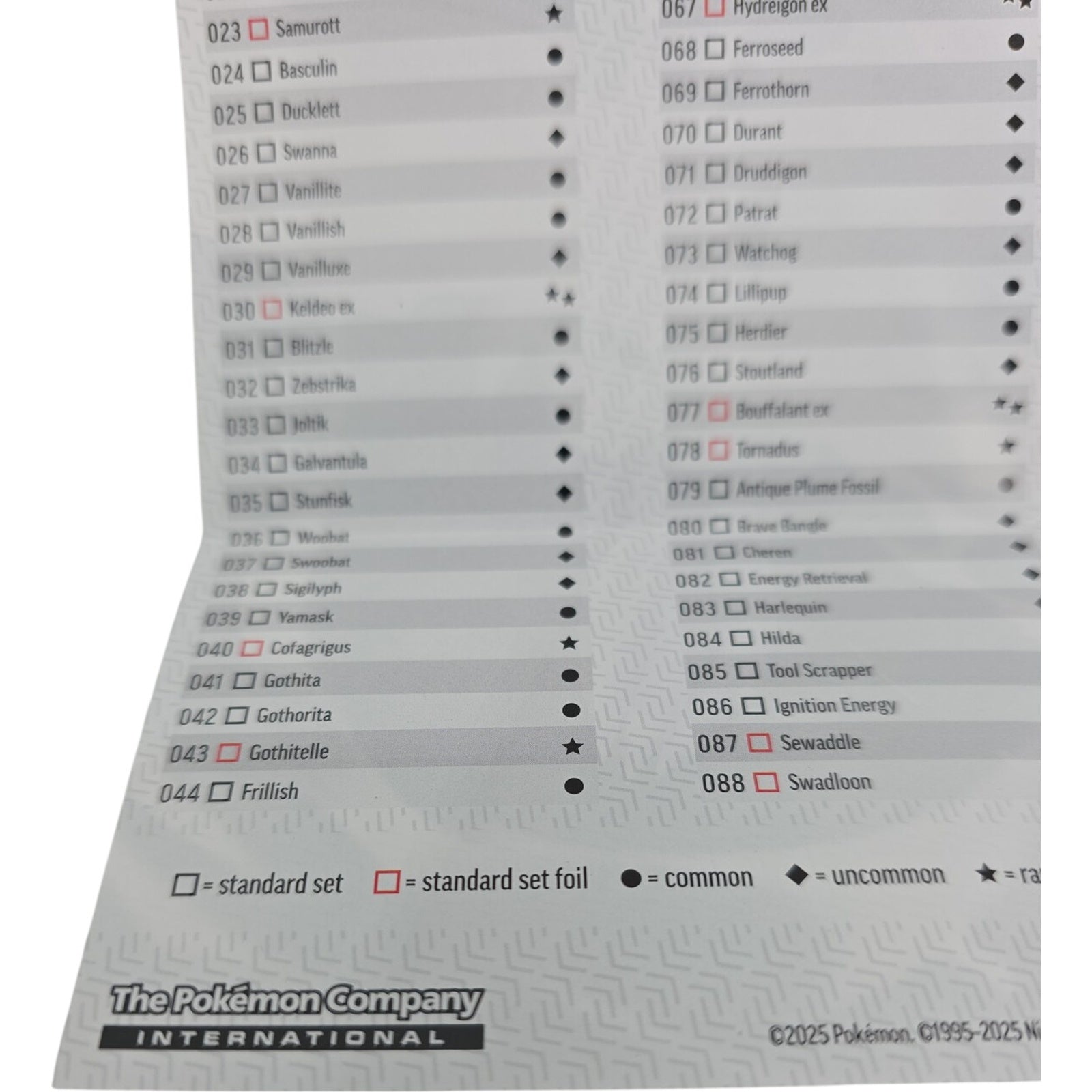 Pokemon TCG Scarlet & Violet White Flare Card List Mini Poster Checklist Guide