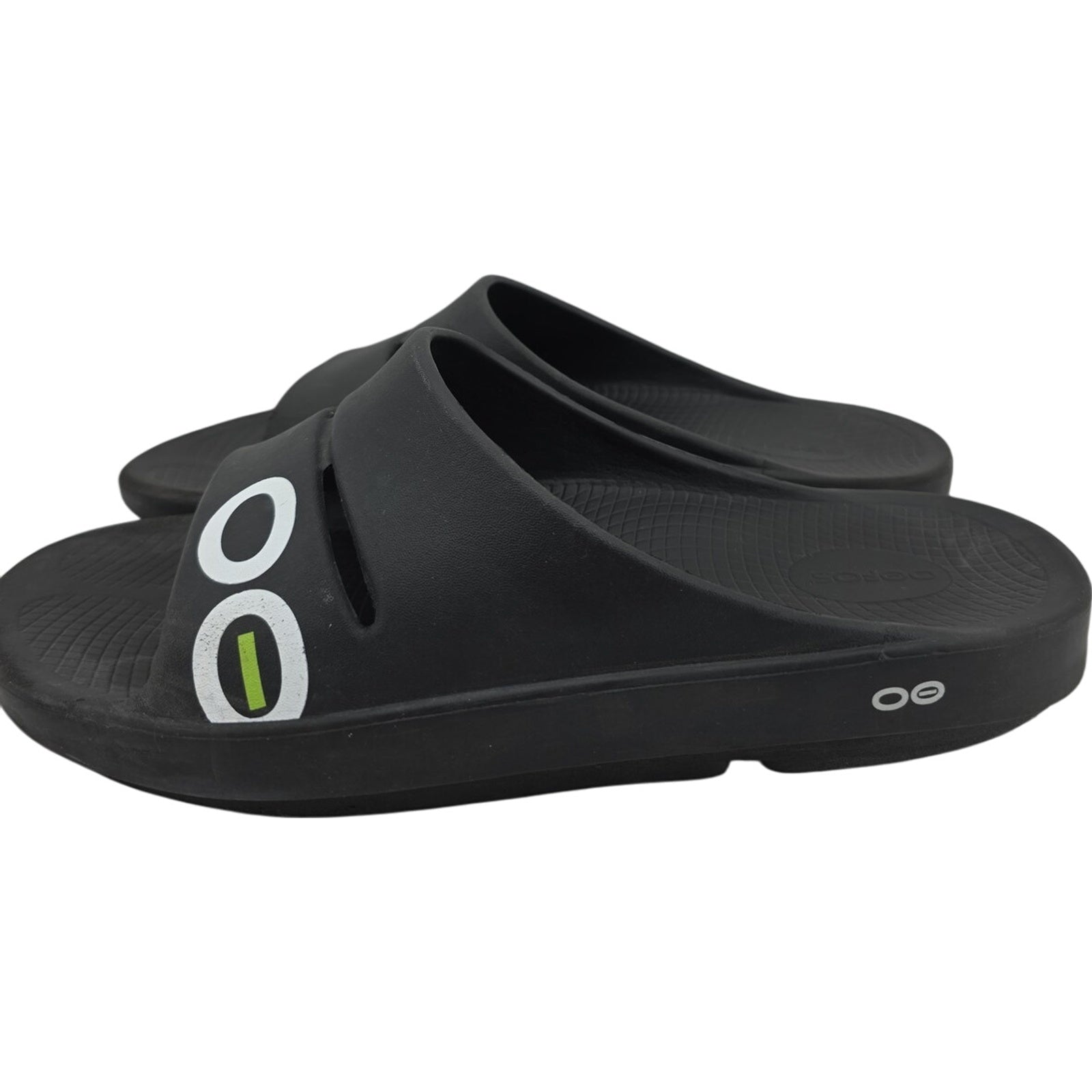 OOFOS OOahh Slide Sandals Black Size M13/W15 EU46 Recovery Comfort Footwear