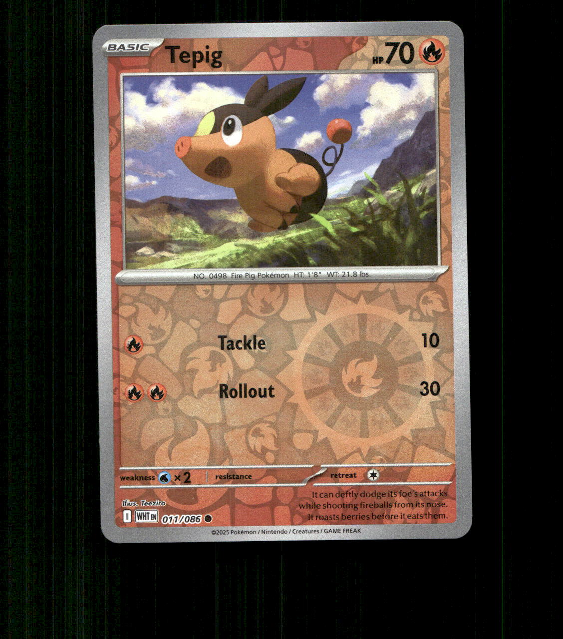 Tepig - 011/086 - White Flare - Reverse Holo Near Mint