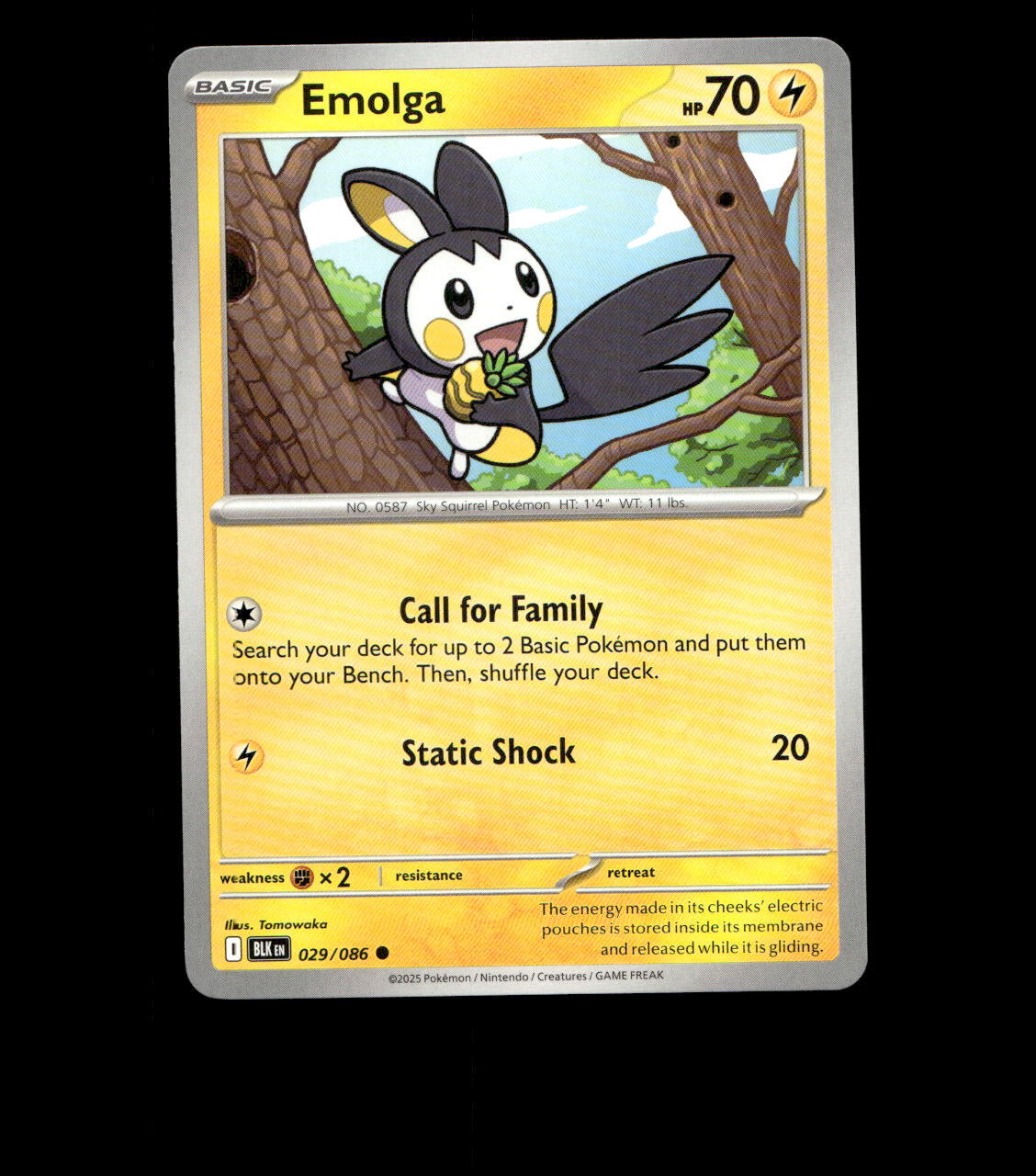 Emolga – 029/086 – Black Bolt – Normal – Near Mint
