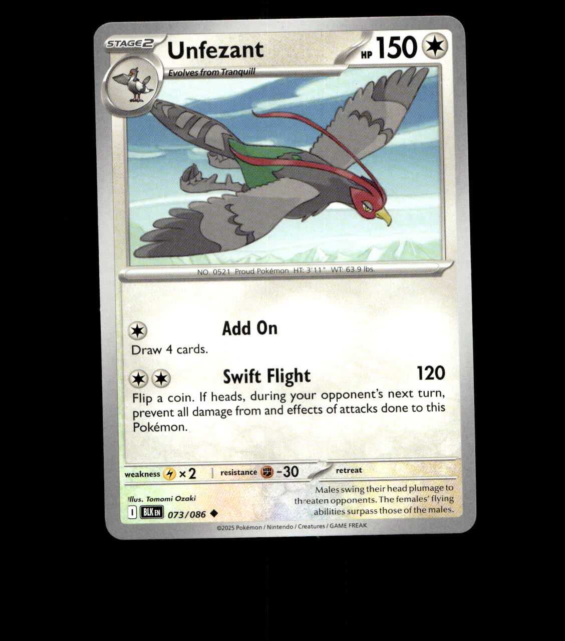 Unfezant – 073/086 – Black Bolt – Normal – Near Mint