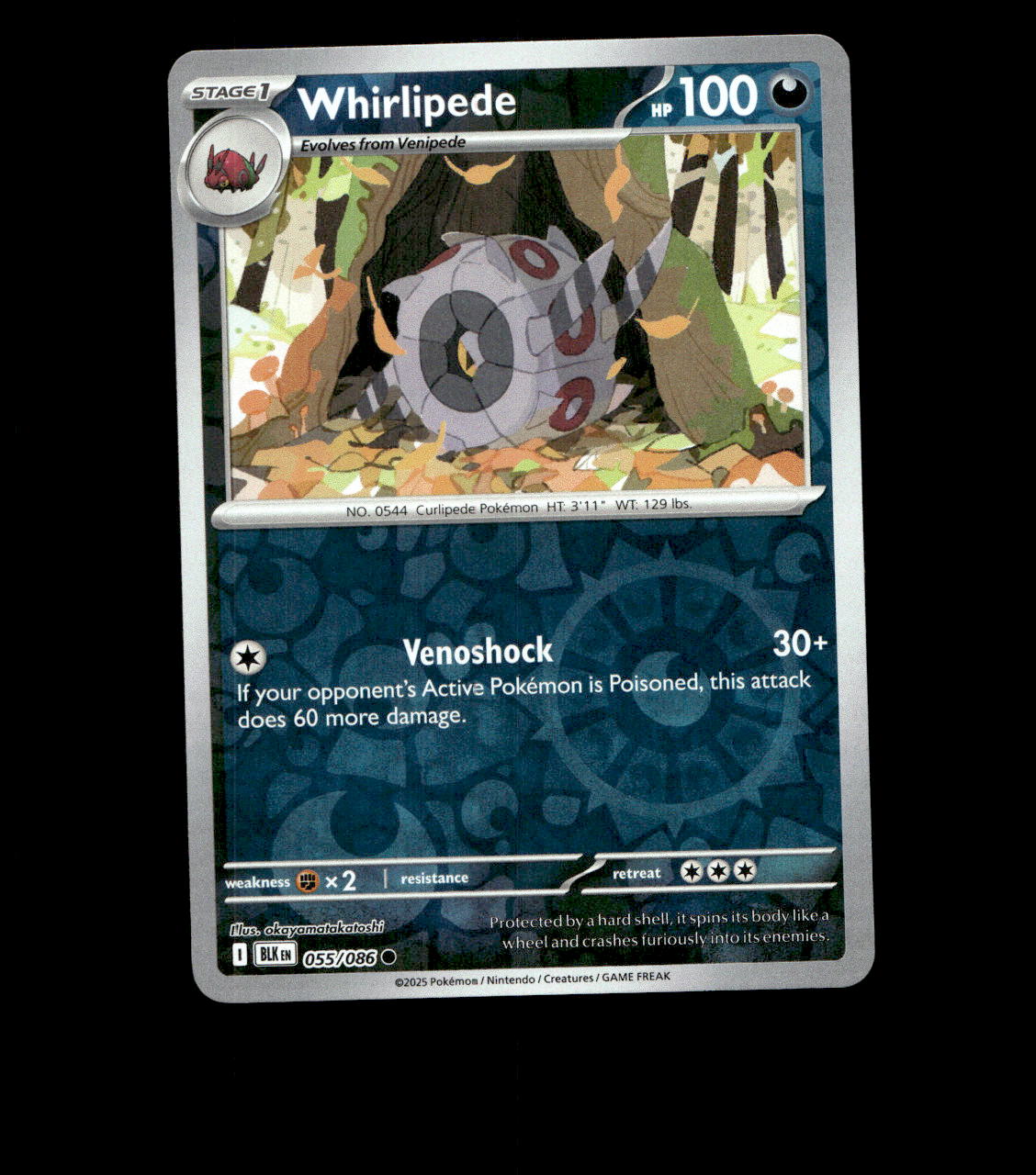 Whirlipede – 055/086 – Black Bolt – Reverse Holo – Near Mint