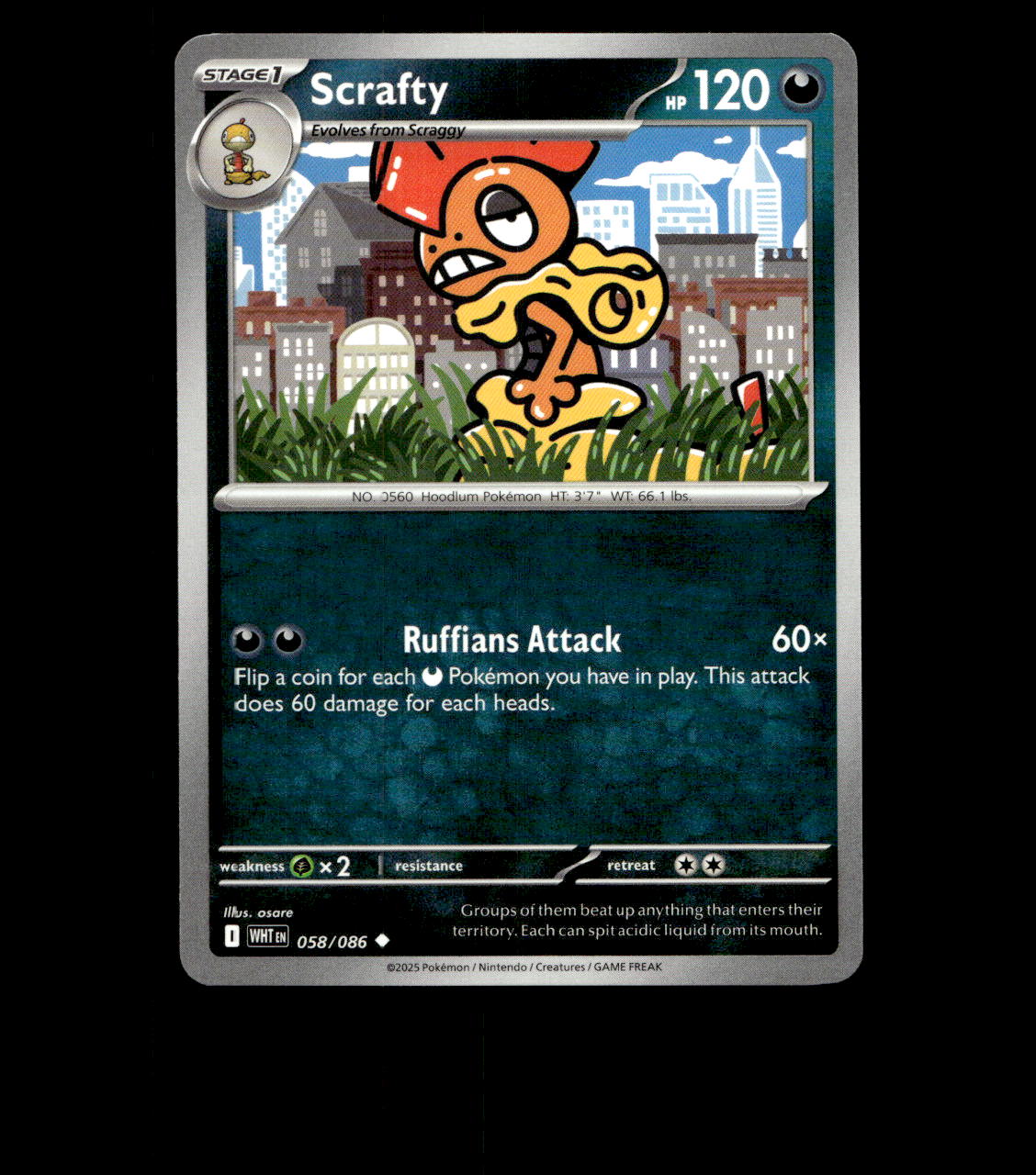 Scrafty – 058/086 – White Flare – Normal – Near Mint