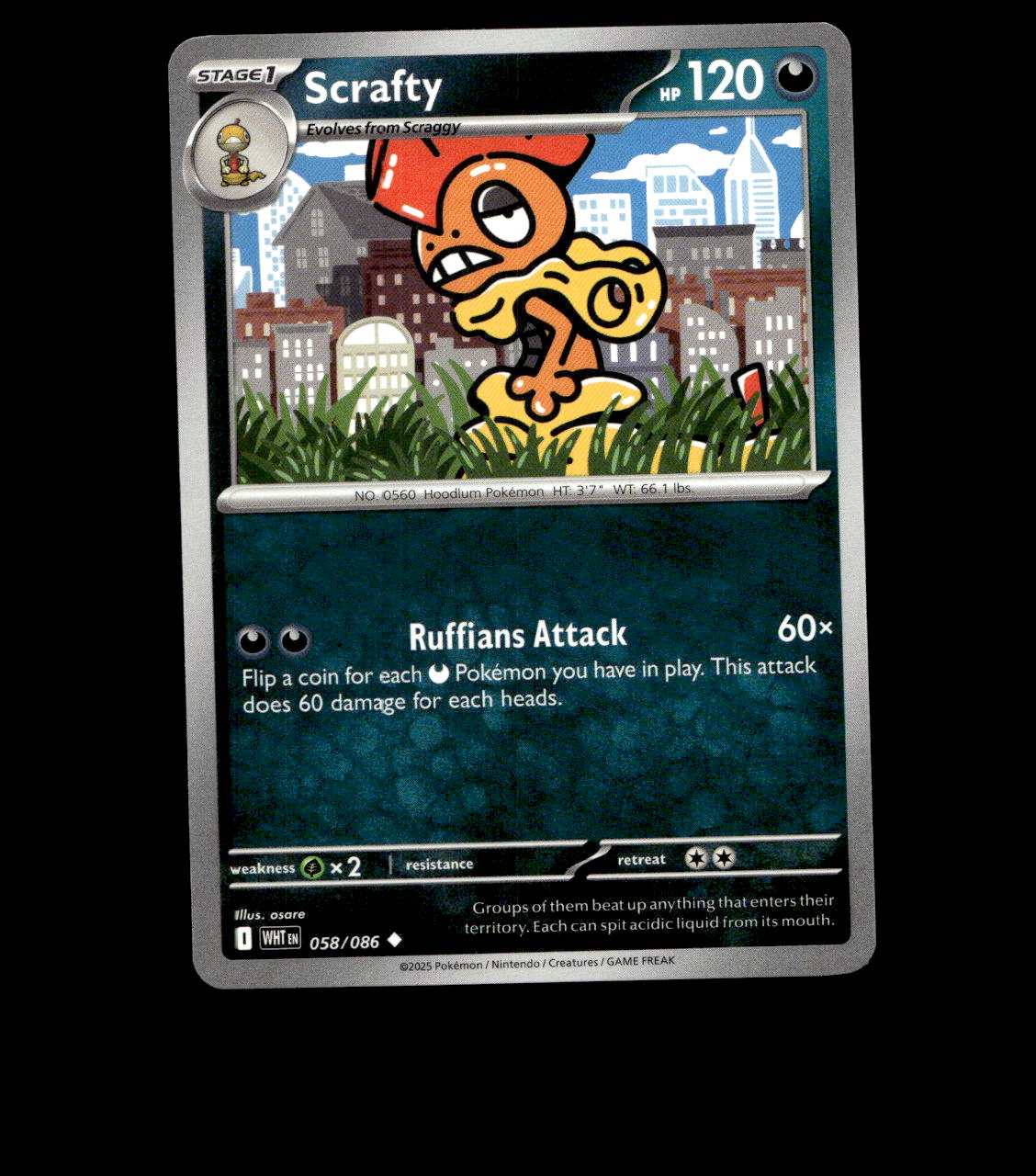 Scrafty – 058/086 – White Flare – Normal – Near Mint
