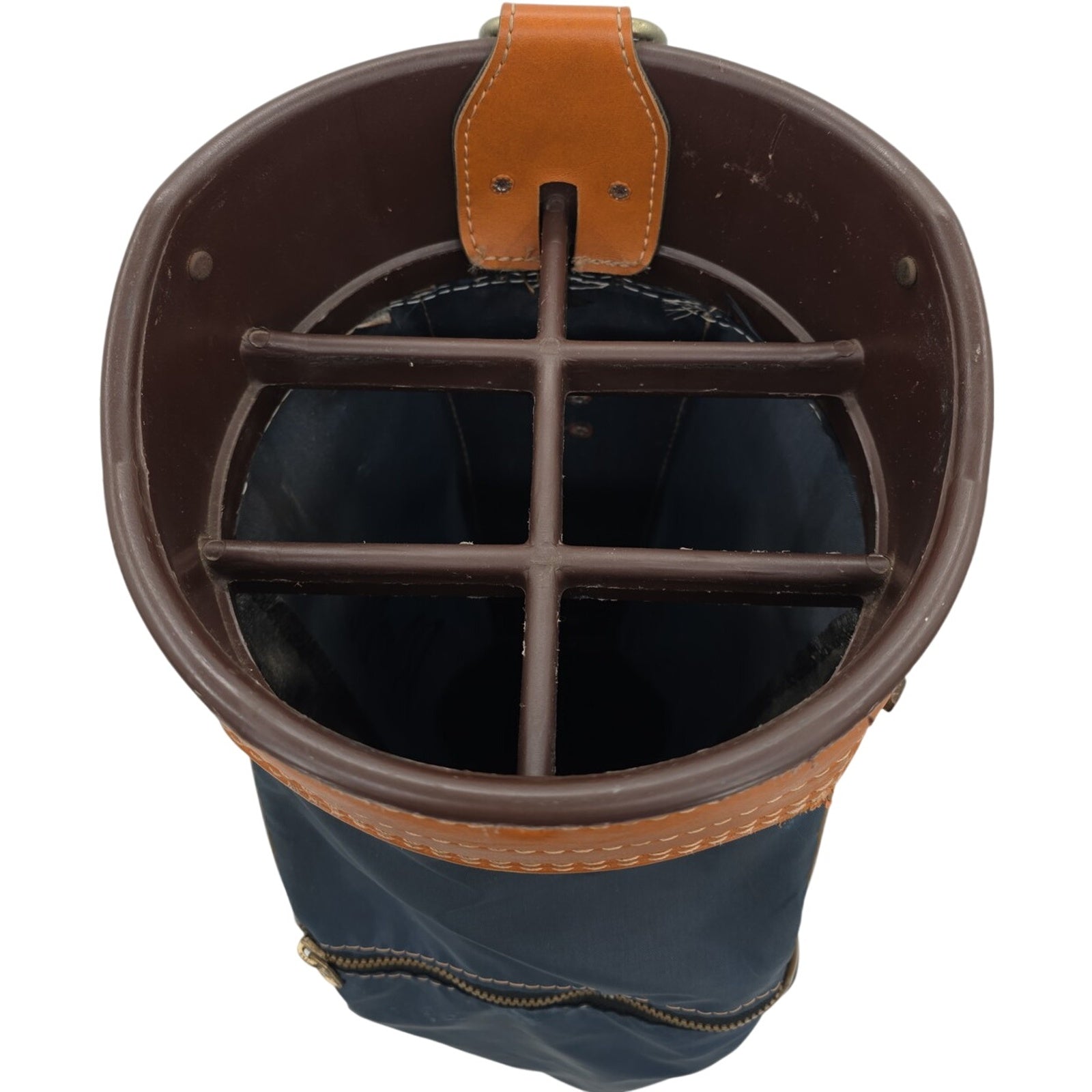 Palmer ProGroup Inc Six Divider Nylon And Leather Blue And Brown Golf Cart Bag