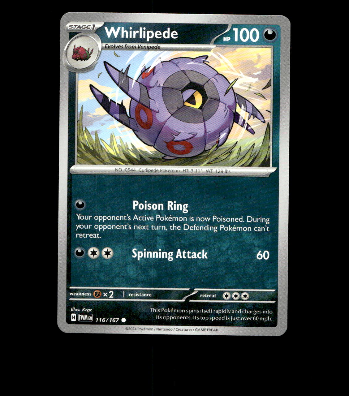 Whirlipede – 116/167 – Twilight Masquerade – Normal – Near Mint