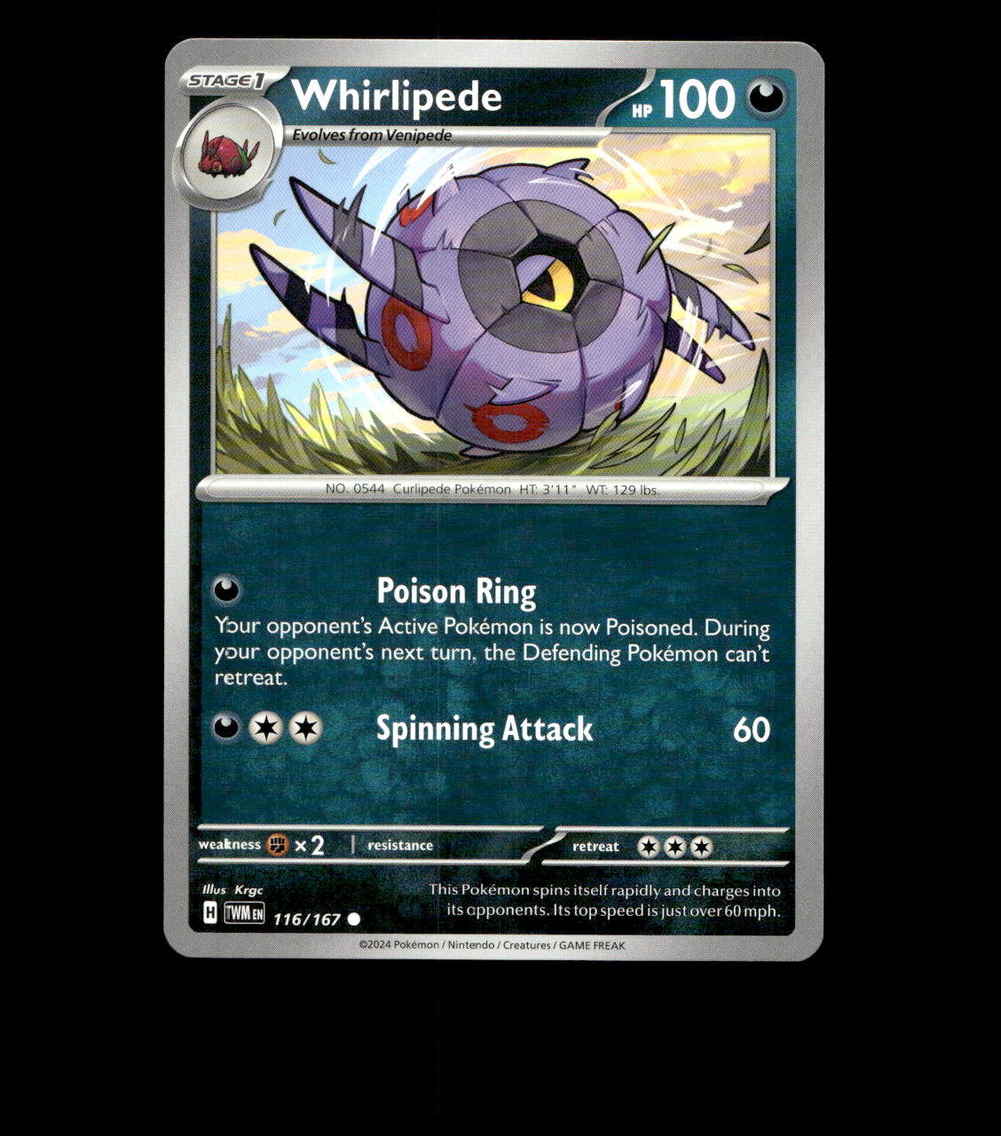 Whirlipede – 116/167 – Twilight Masquerade – Normal – Near Mint