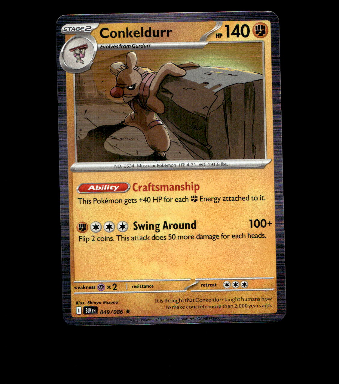 Conkeldurr – 049/086 – Black Bolt – Holo – Near Mint