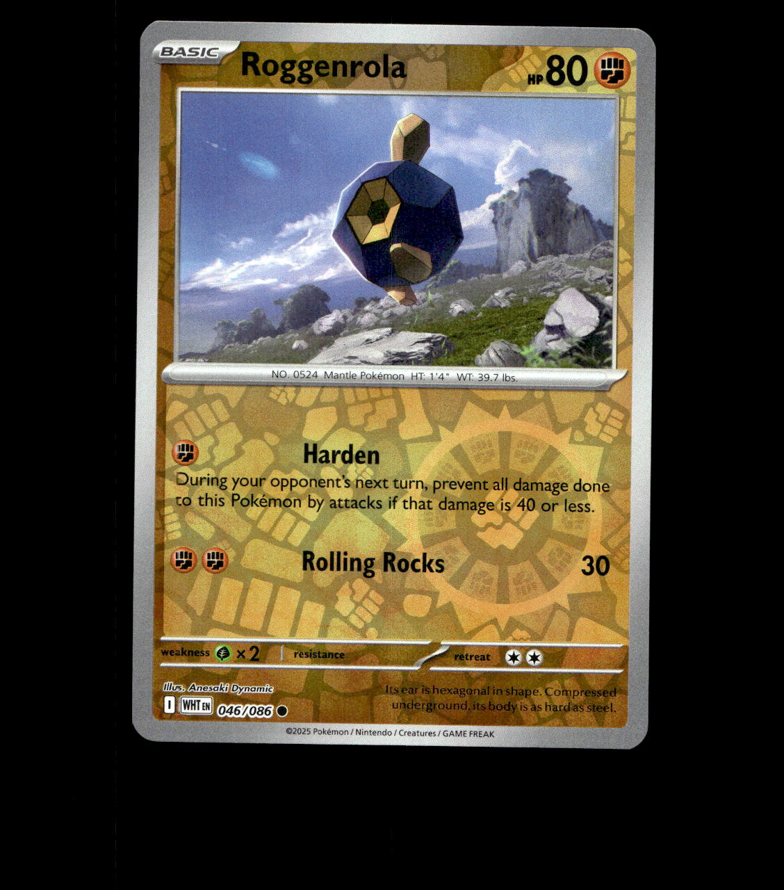 Roggenrola - 046/086 - White Flare - Reverse Holo Near Mint