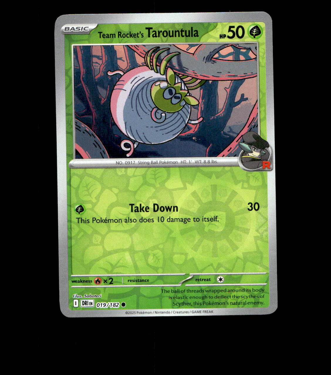 Team Rocket’s Tarountula – 019/182 – Destined Rivals – Reverse Holo – Near Mint